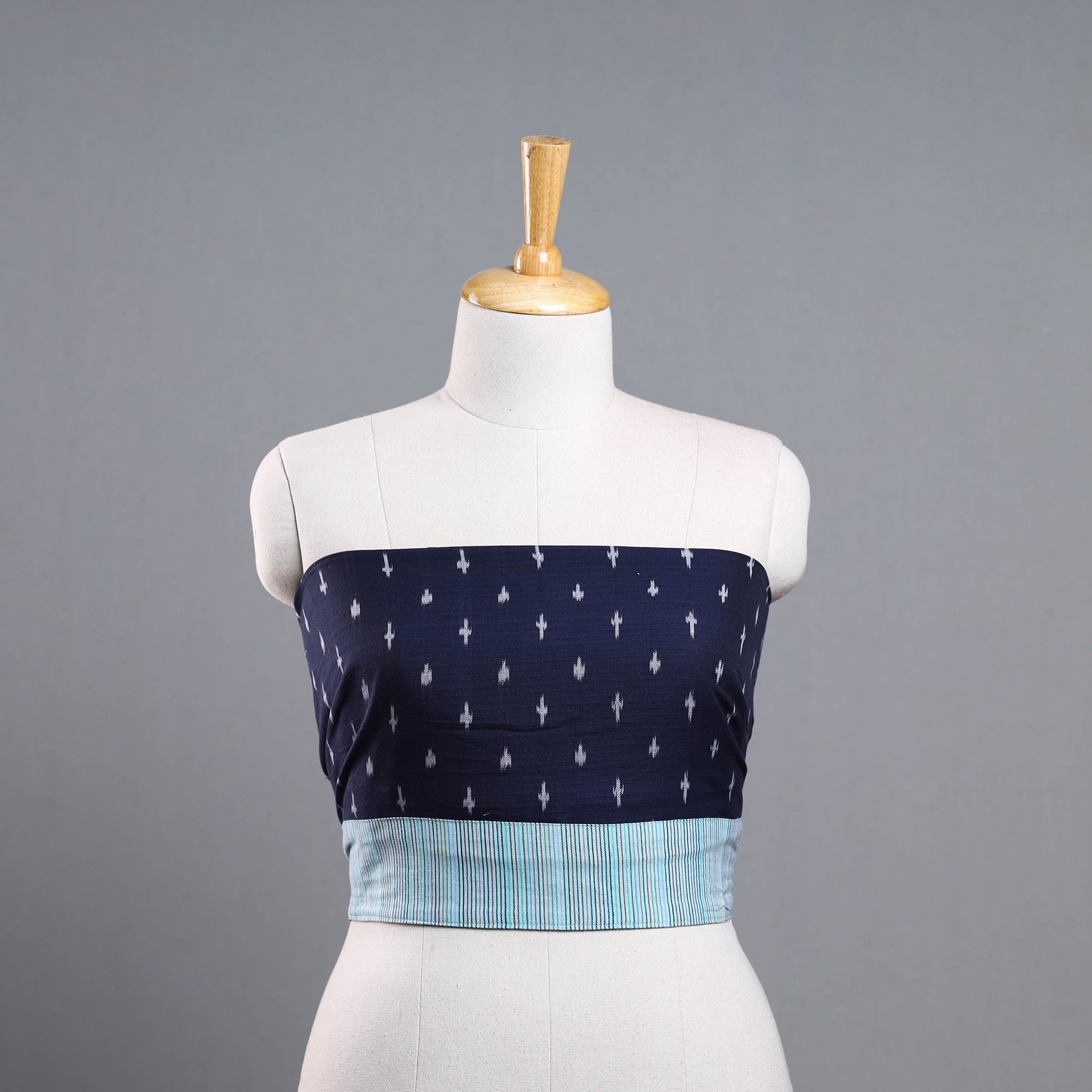 NOORI BAZAR Blue - Cotton Pochampally Ikat Blouse Piece 06