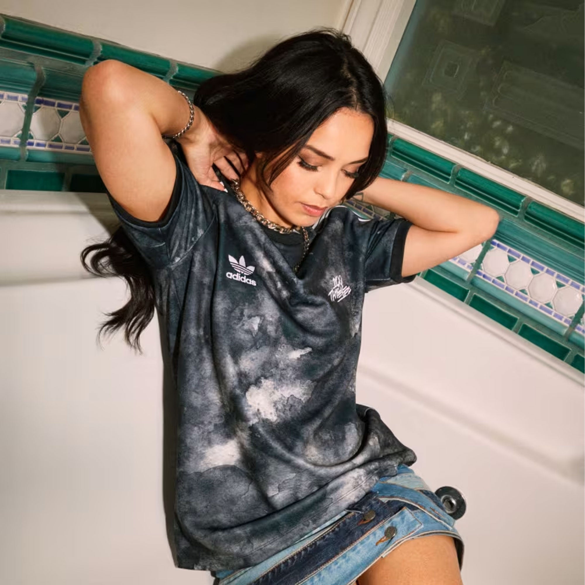 Adidas Originals | 100 THIEVES JERSEY { BLACK/WHITE - view 6