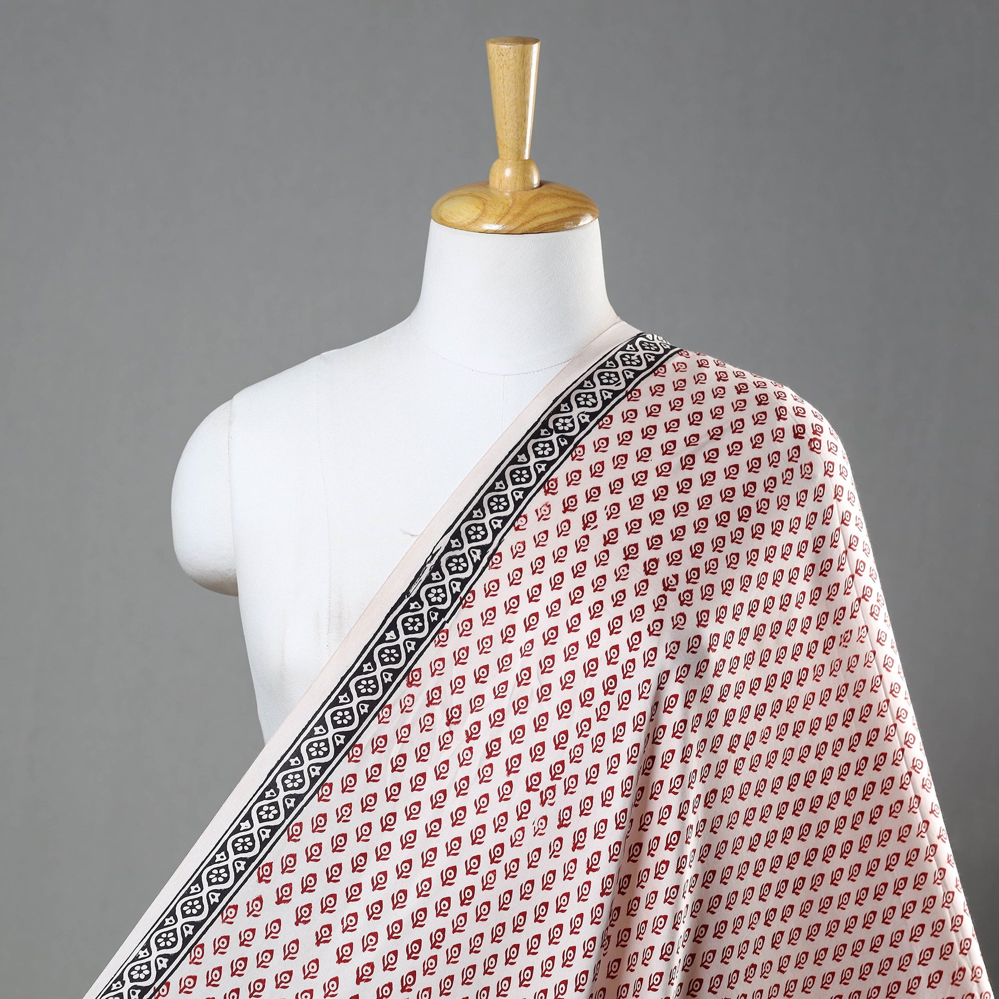 BAGH PRINTS BY ABDUL KADAR KHATRI Beige - Hand Block Modal Silk Bagh Print Fabric 07