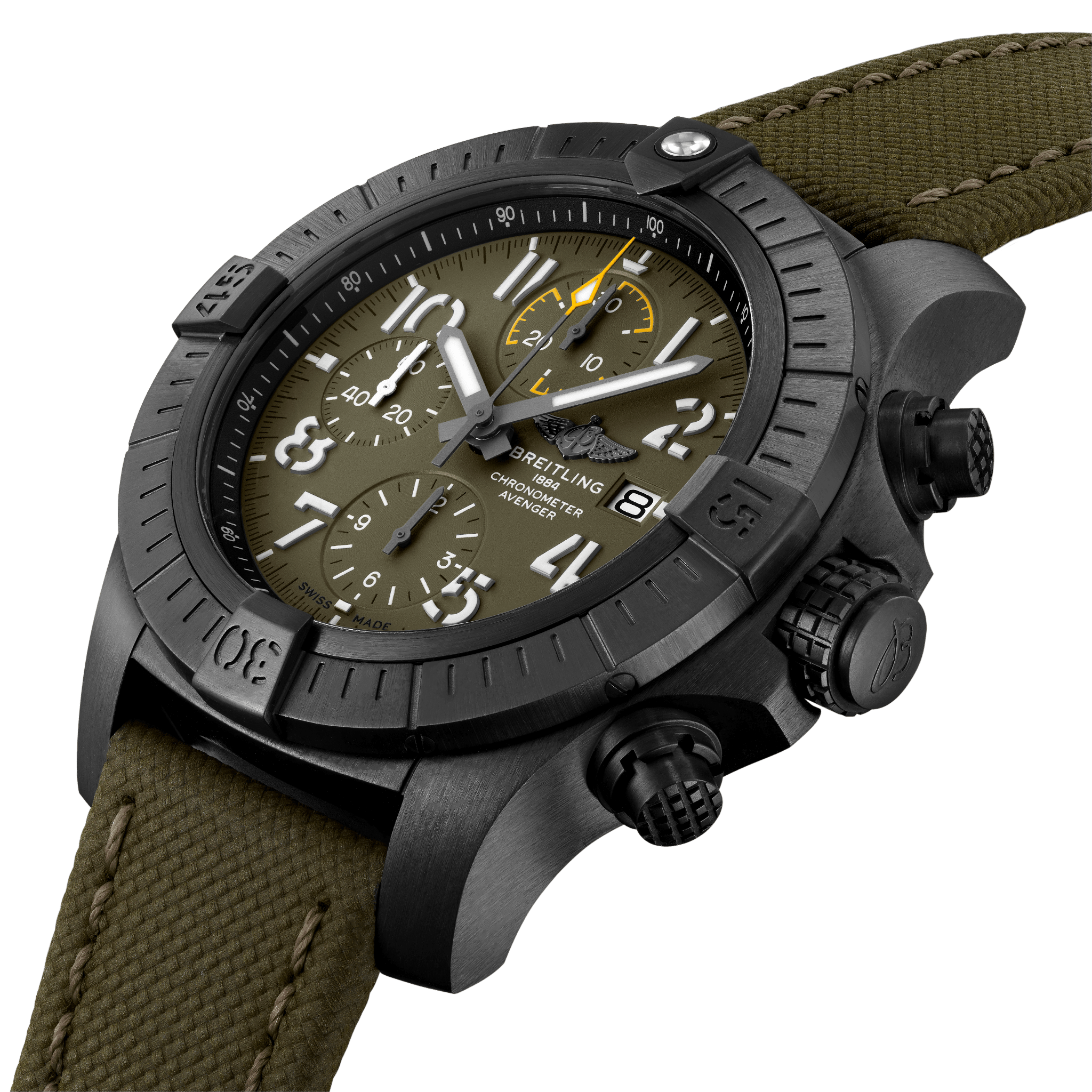Breitling Avenger Chronograph Night Mission Green Dial Men 45mm