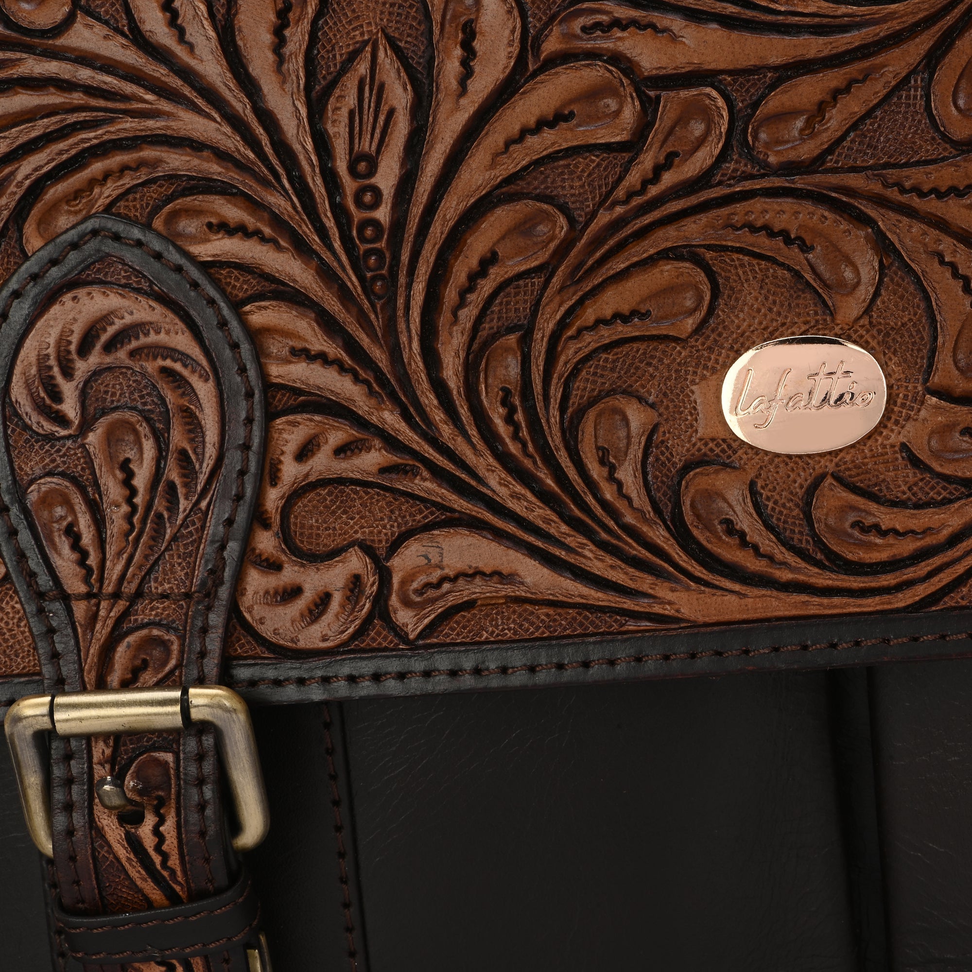 Hand-Carved Bags by Lafattio – Dark Brown - view 2