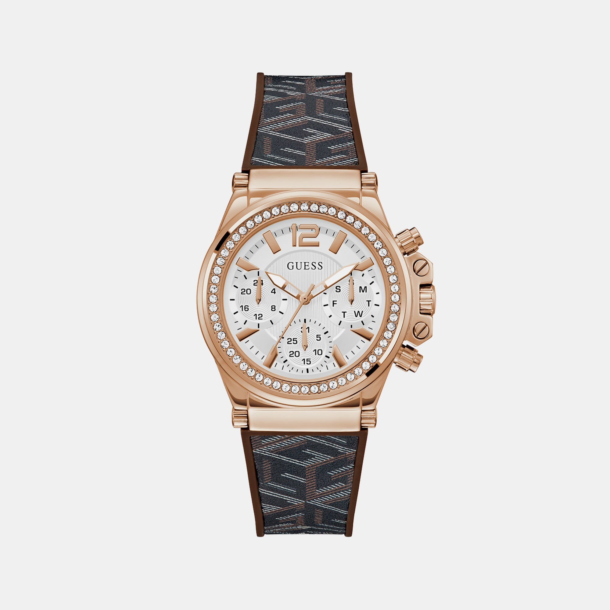 Guess Charisma Women Quartz White Dial Chronograph Silicone Watch GW0621L5