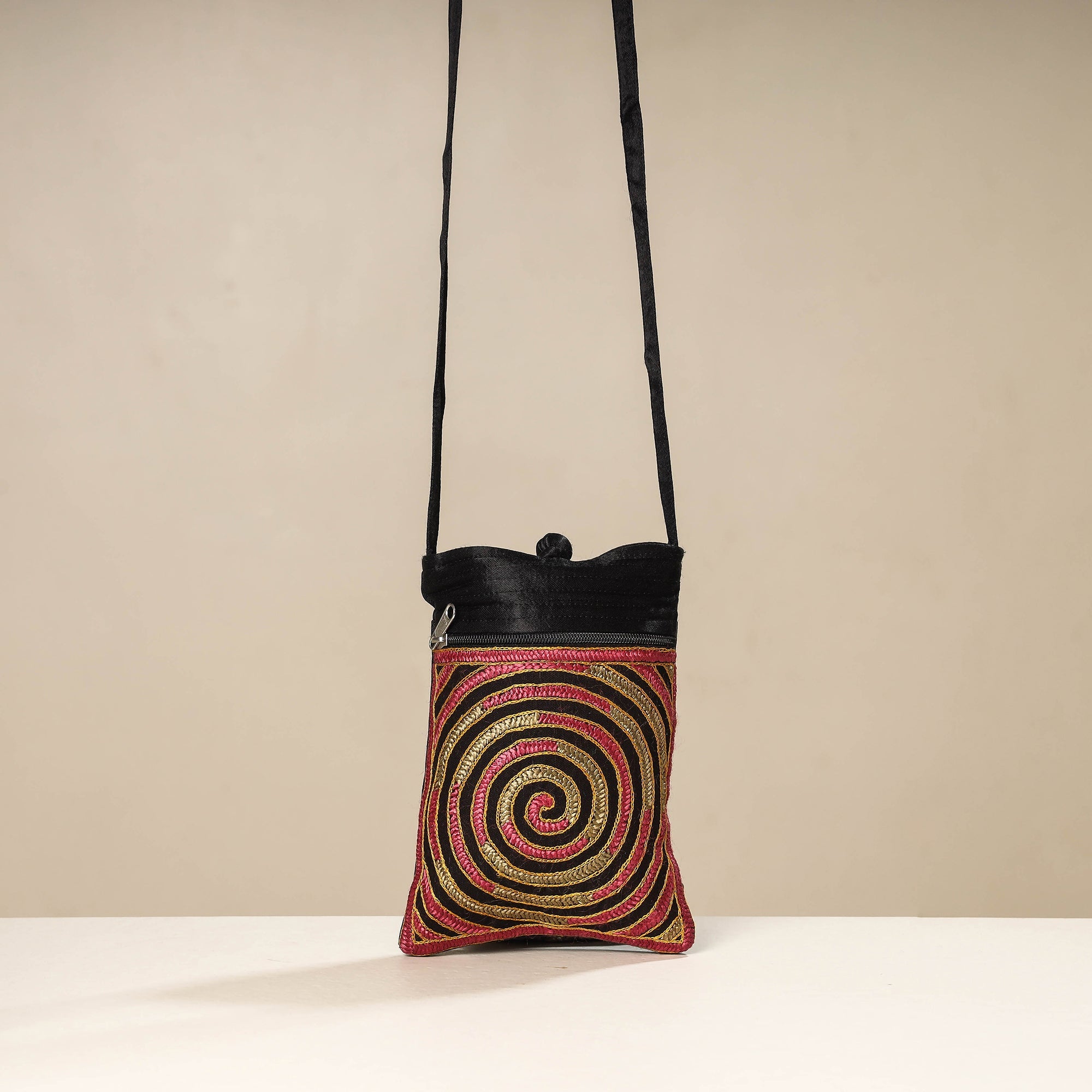 WAMA BY SMITA JAIN Black - Kutch Ahir Embroidery Mashru Silk Sling Bag - view 2