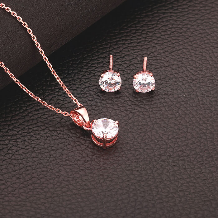 GIVA Jewellery Rose Gold Classic Zircon Set - view 7