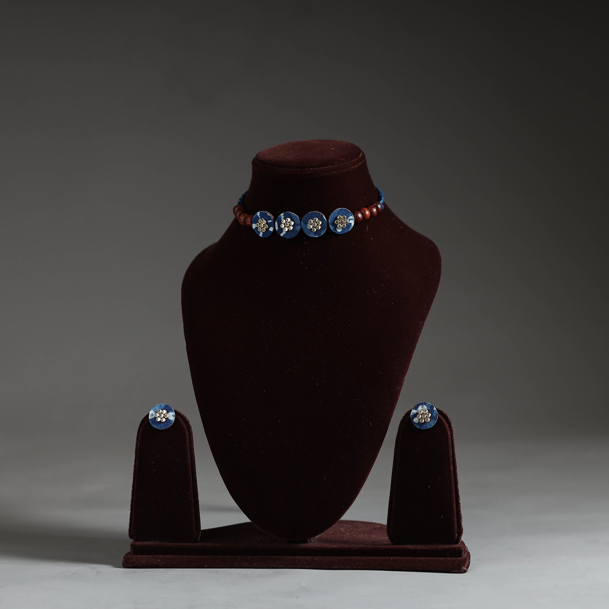 DIVINE GUIDANCE CREATIONS Handmade Fabart Choker Necklace Set with Kundan Work 47