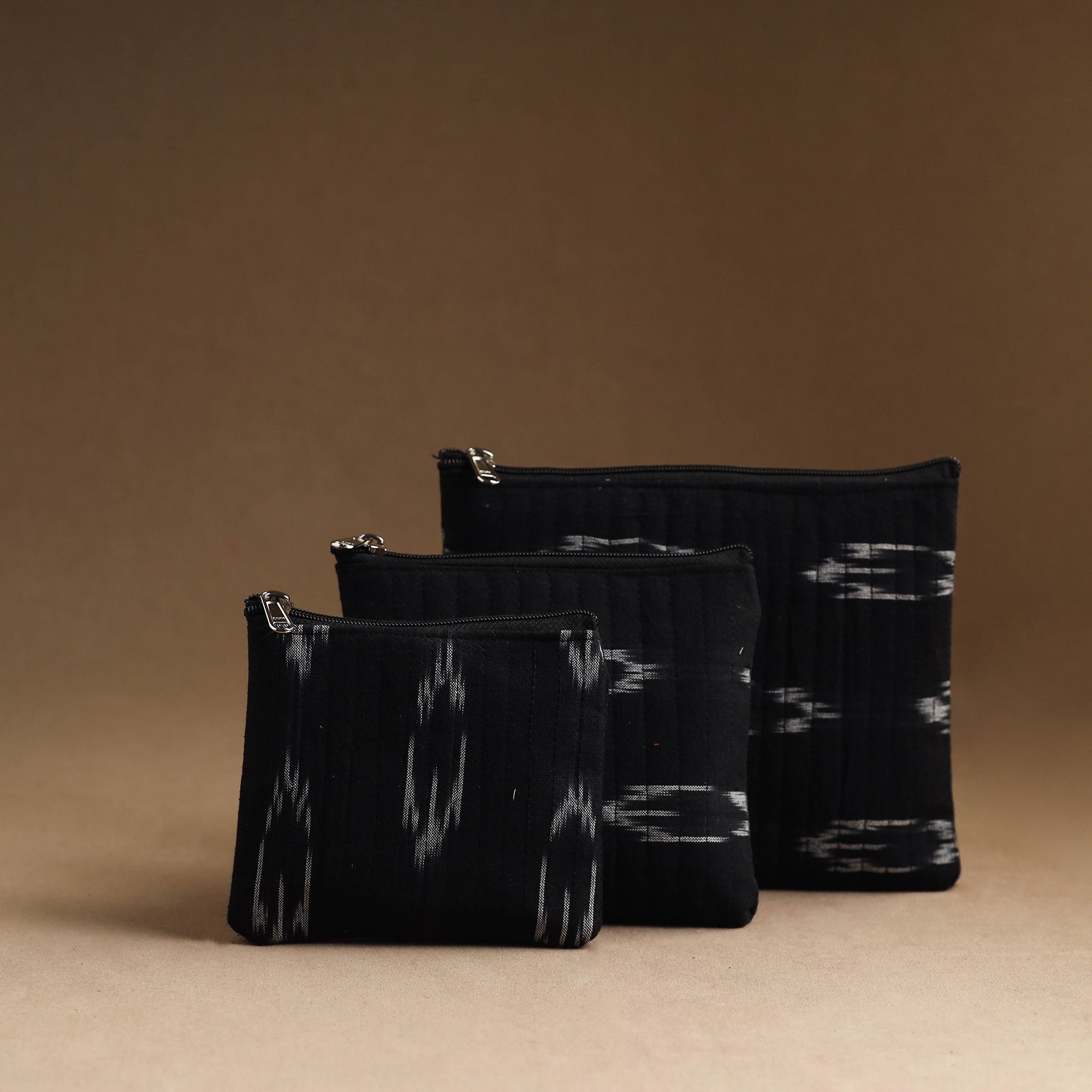 NOORI BAZAR Black - Set of 3 - Handmade Cotton Utility Pouches 19