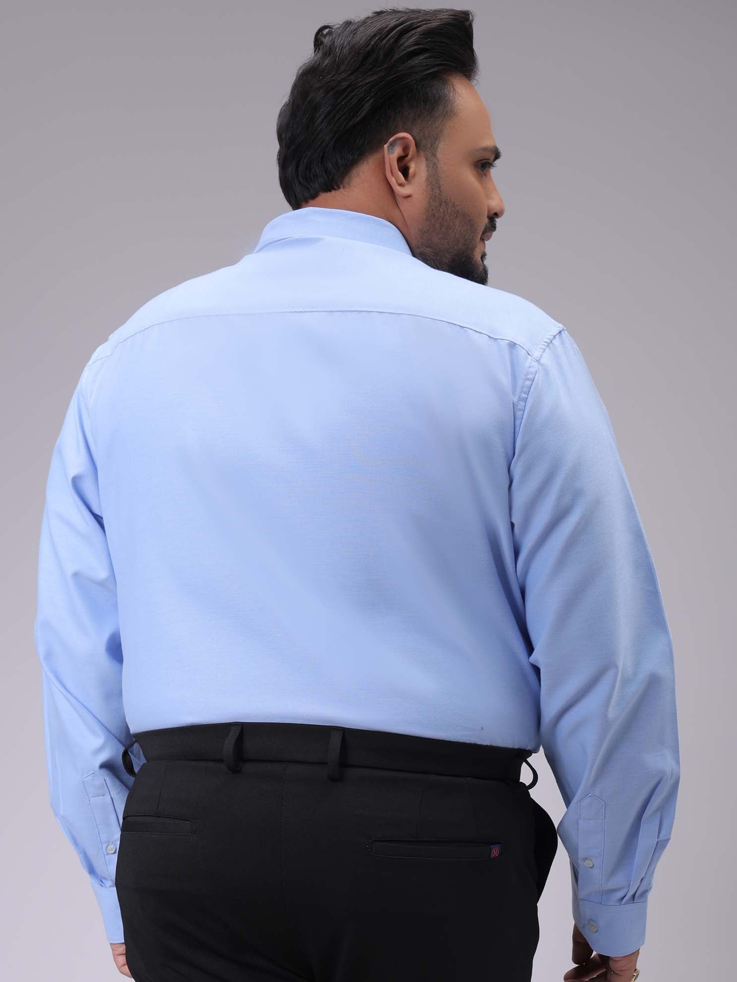 HARDSODA Men's Plus Size Blue Regular Fit Solid Formal Shirt - view 3