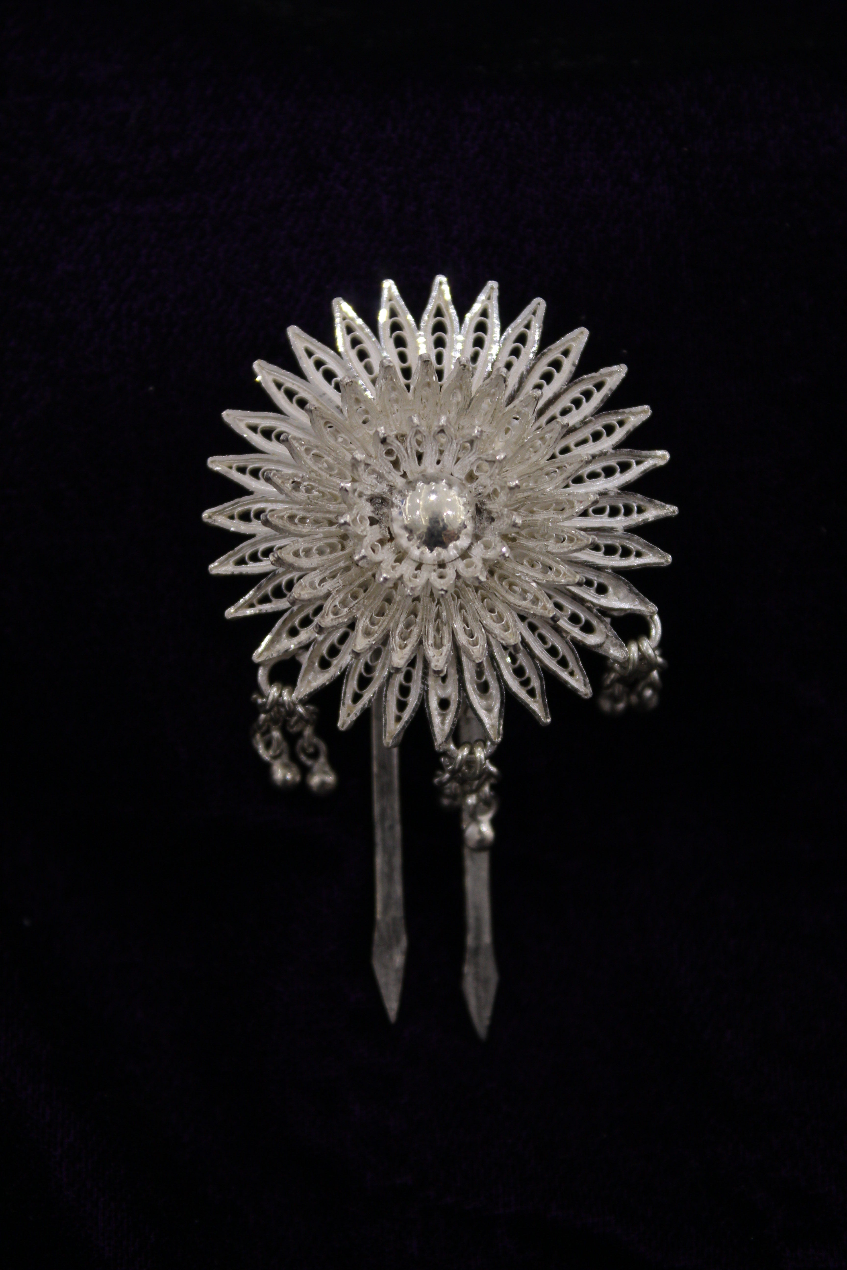 Indianvillez Lotus Design Silver Filigree Hair Pin