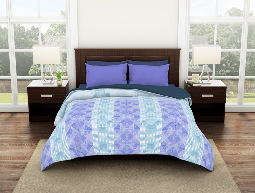 100 cotton shell – Spaces India Geometric Nile Blue - Aqua 100% Cotton Shell Double Quilt / AC Comforter - Geostance By Spaces