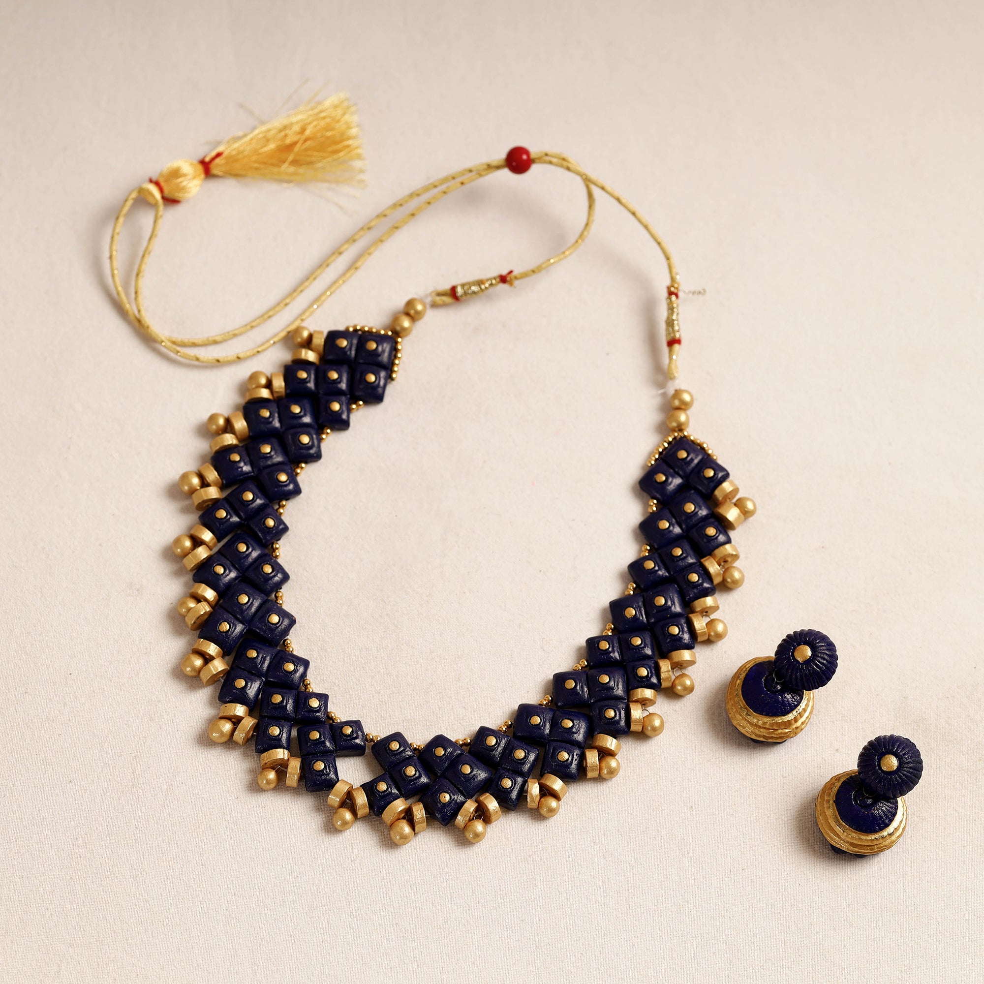 KHUSHBASH - HAPPY LOOM OF EAST Bishnupur Handpainted Terracotta Necklace Set - view 2