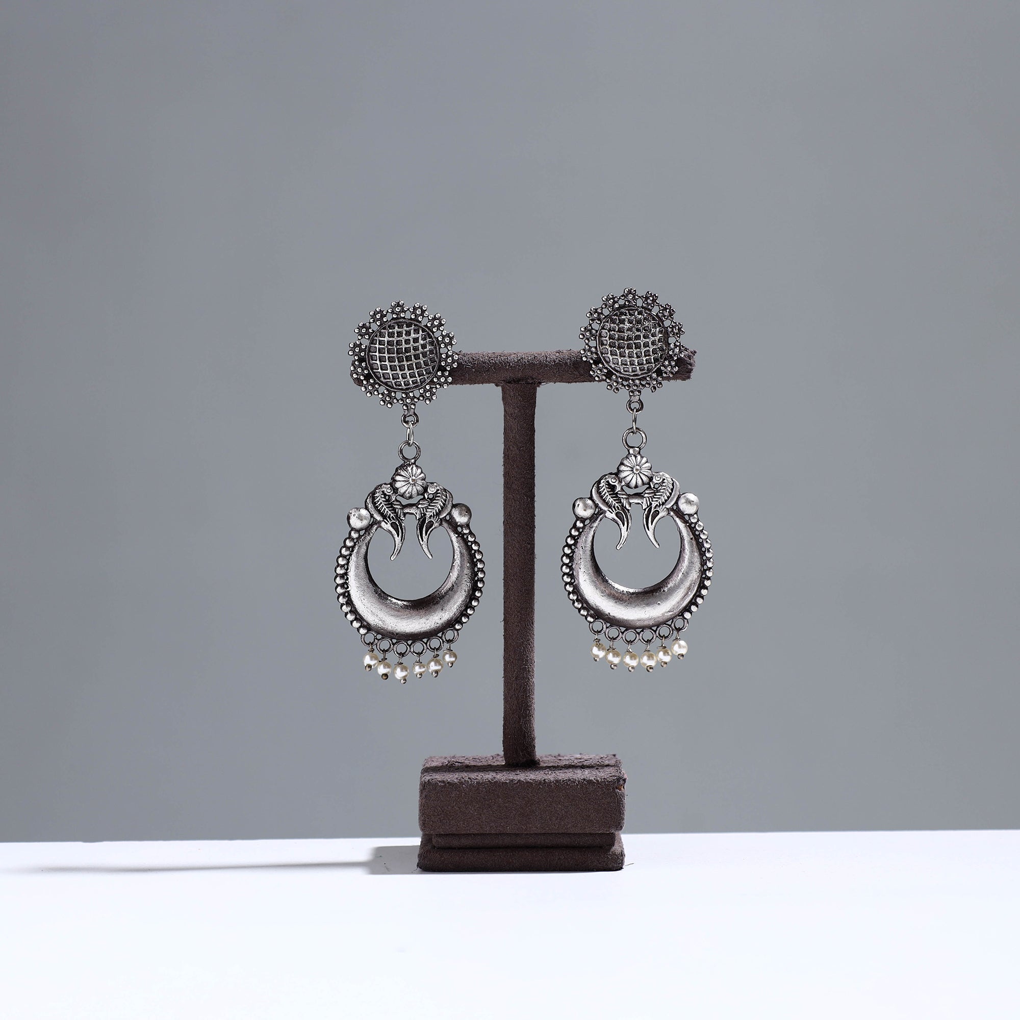 WHITE RIVER STORIES Antique Finish Oxidised German Silver Earrings 35