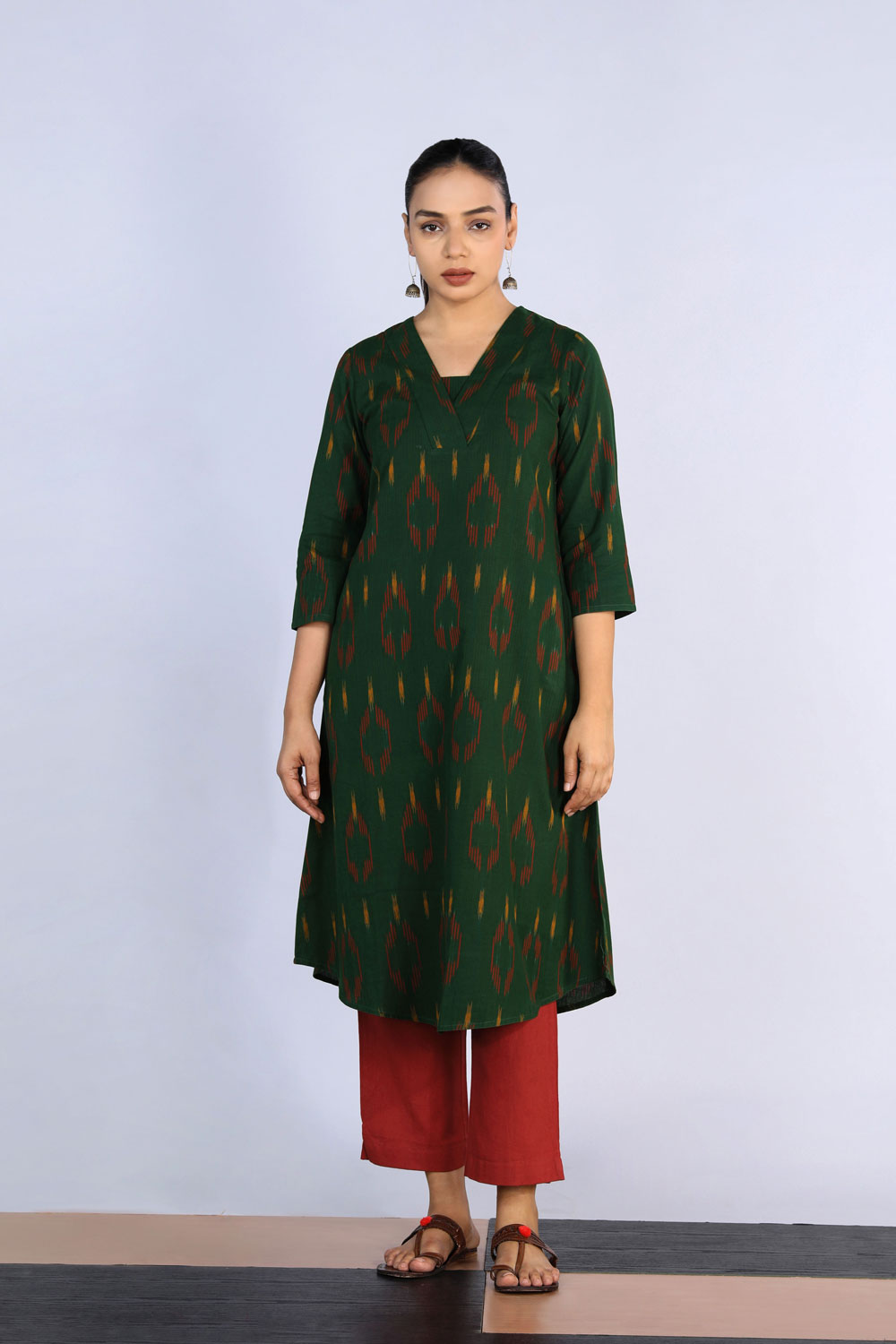 Kalanjali Ethnics Cotton Pochampally Ikat Kurti