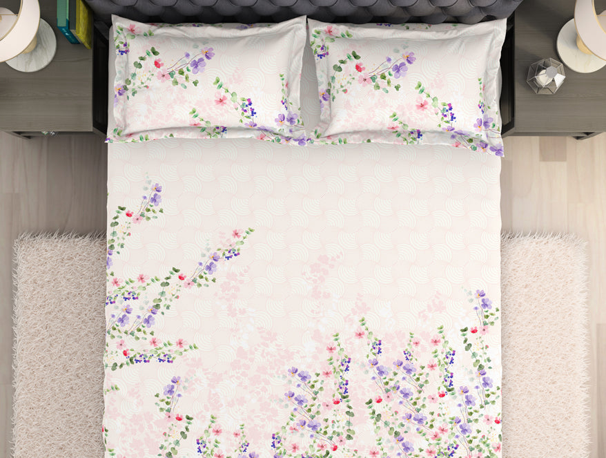 Spaces India Floral Light Pink 100% Cotton King Size Bedsheet Organic Cotton - By Spaces - view 4