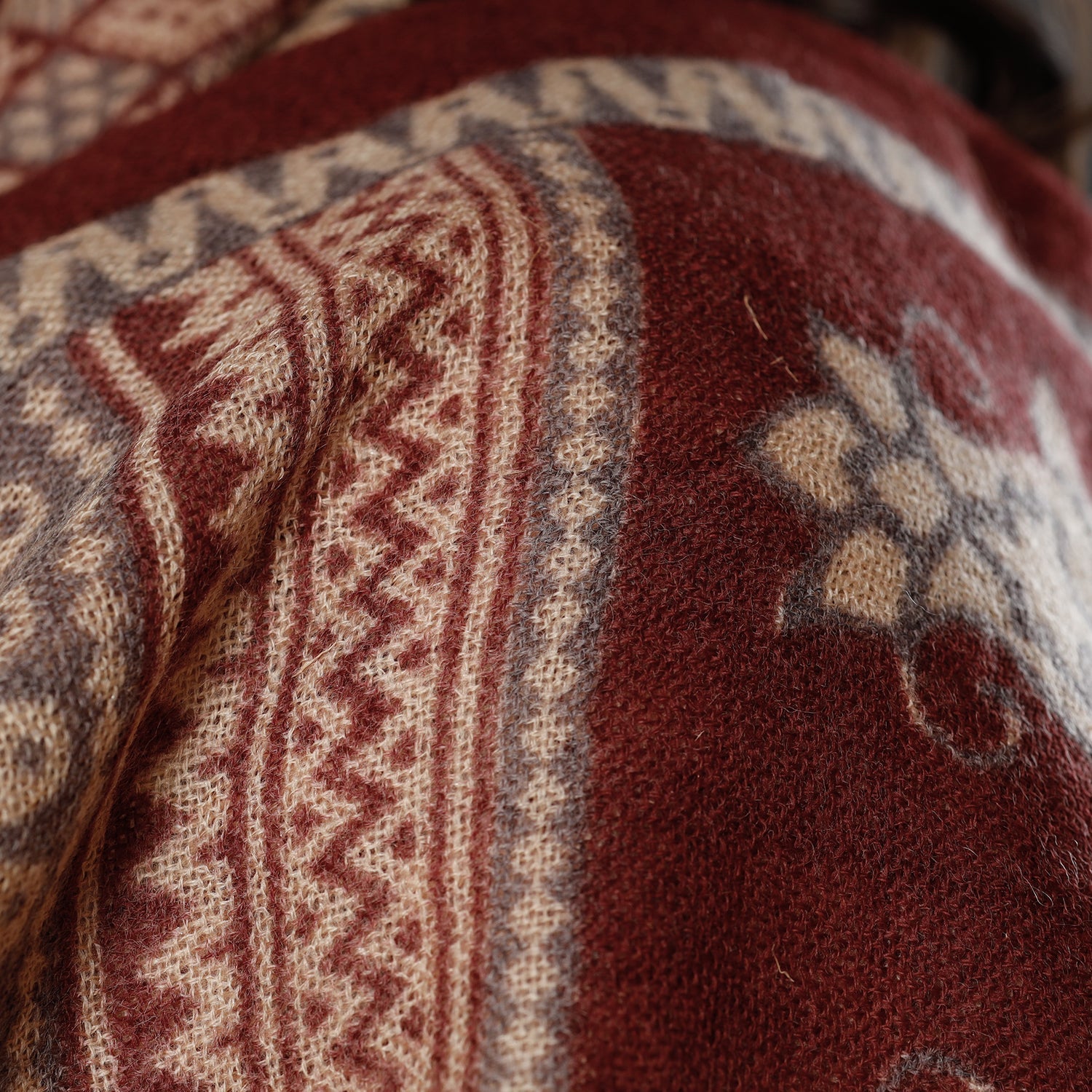 BAGH PRINTS BY MOHAMMED BILAL KHATRI Brown - Bagh Block Printed Natural Dyed Woolen Muffler (61 in) - view 4