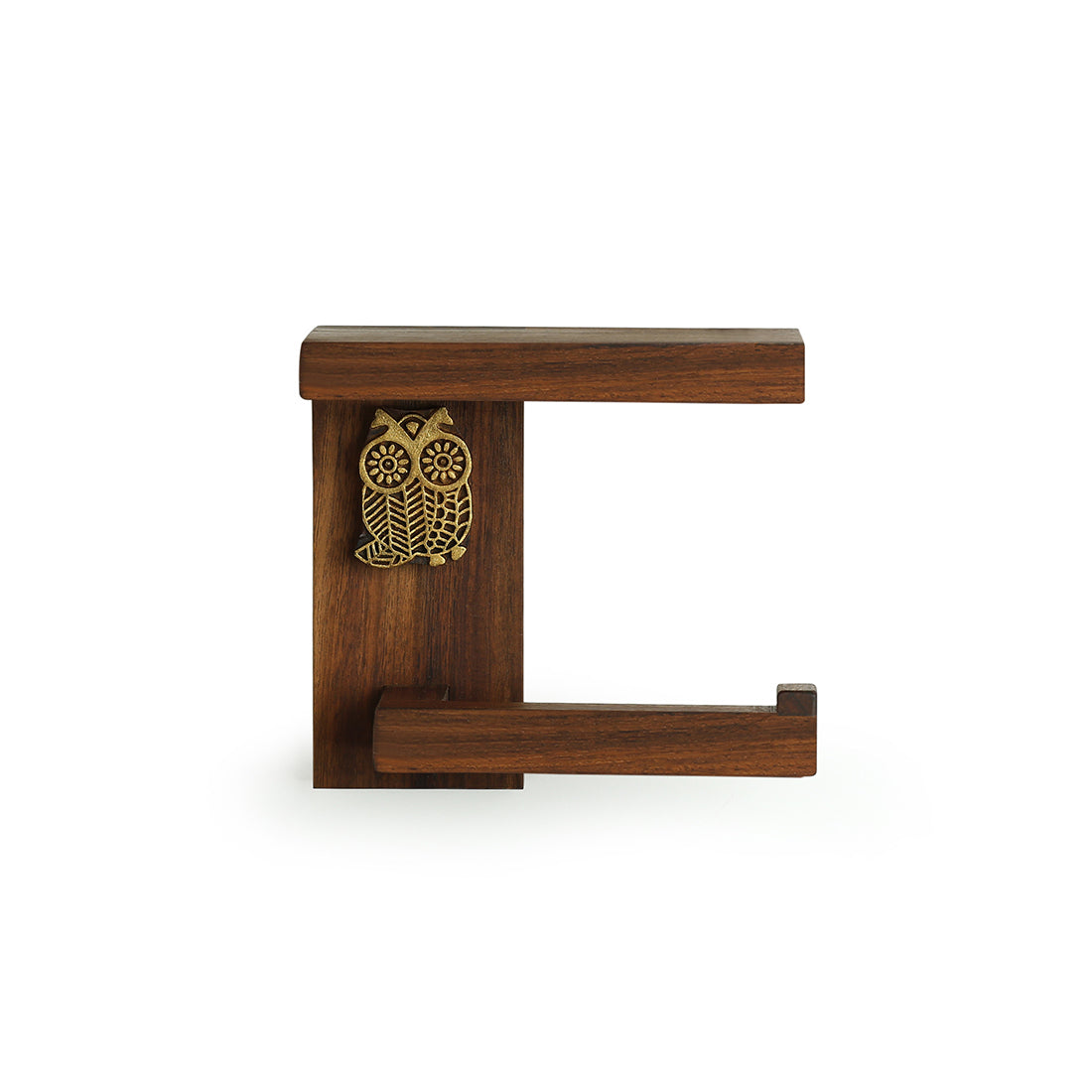 EXCLUSIVELANE 'Owl Block' Hand Carved Sheesham Wood Decorative Tissue Roll Dispenser - view 2