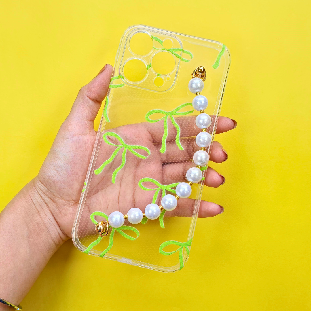 Casebasket Green Glam Transparent Pearl Phone Cover