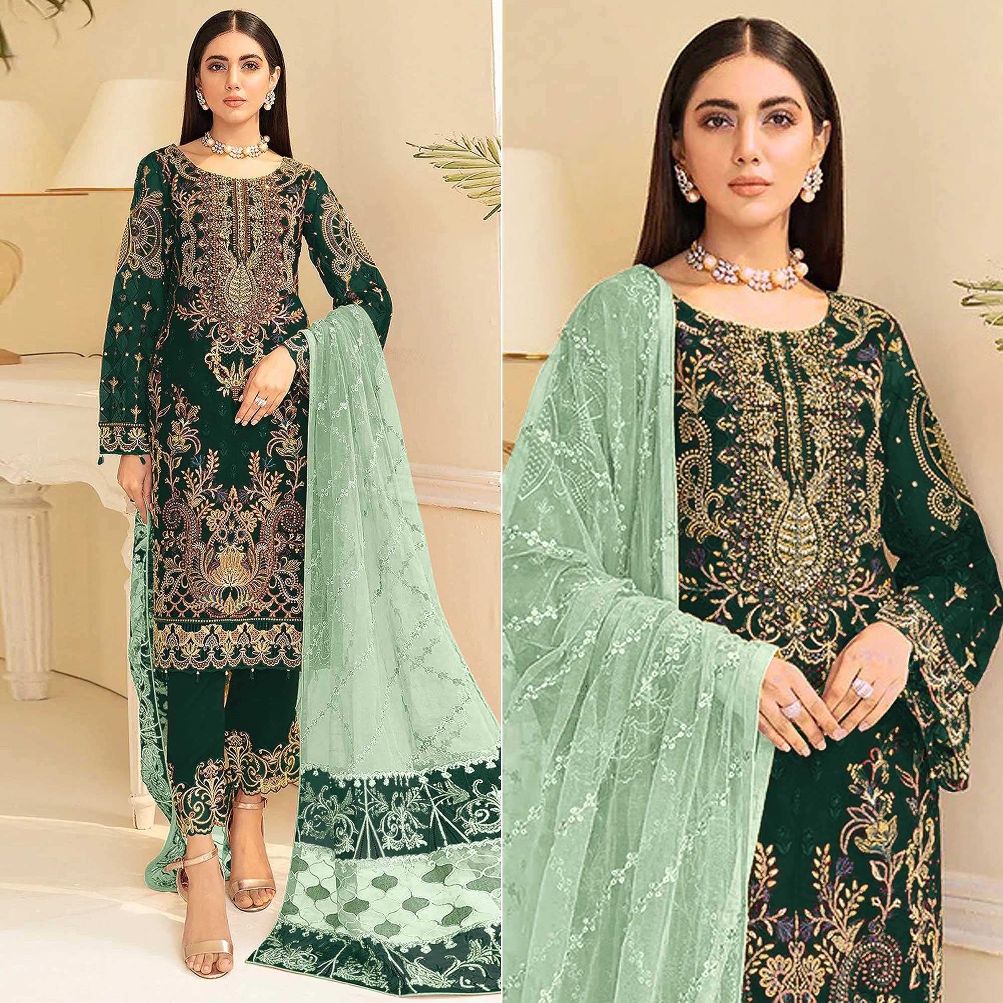 Green suits – BlackTree green-embroidered-georgette-pakistani-suit-1