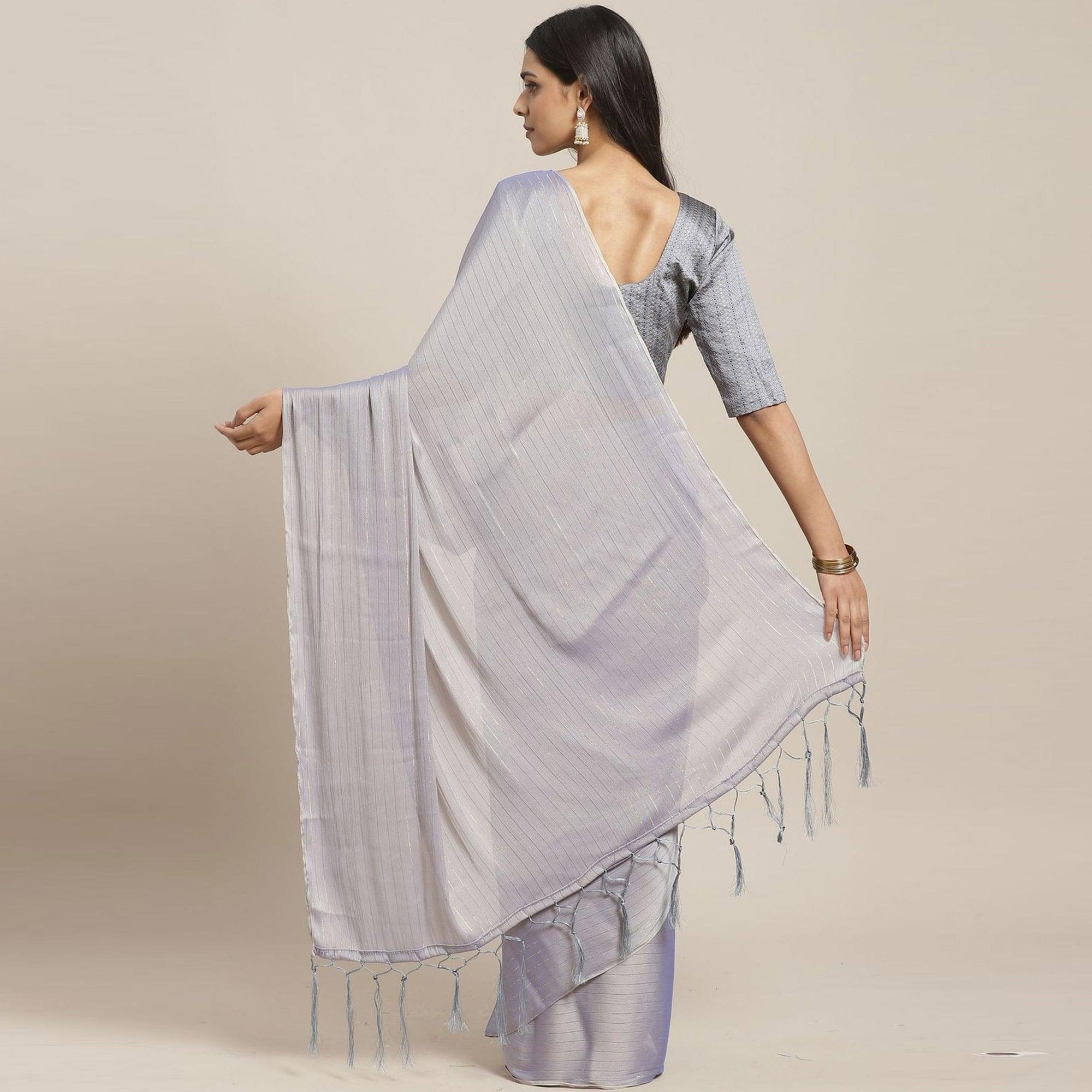 Peachmode Majesty Purple Colored Casual Wear Printed Poly Georgette Saree - view 5