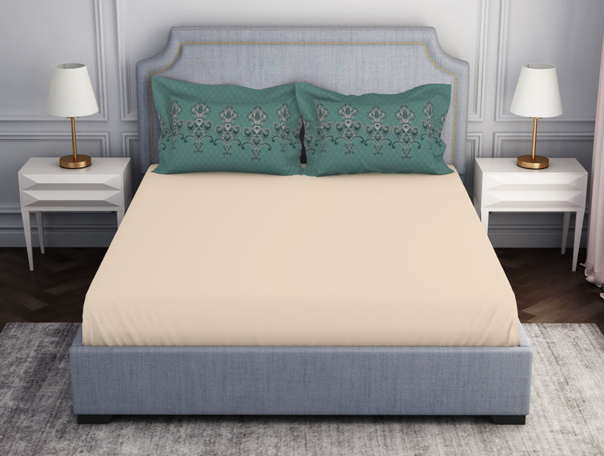 Spaces India Ornamenta Ornate Mineral Blue 100% Cotton King Size Bedsheet - Essentials by Spaces