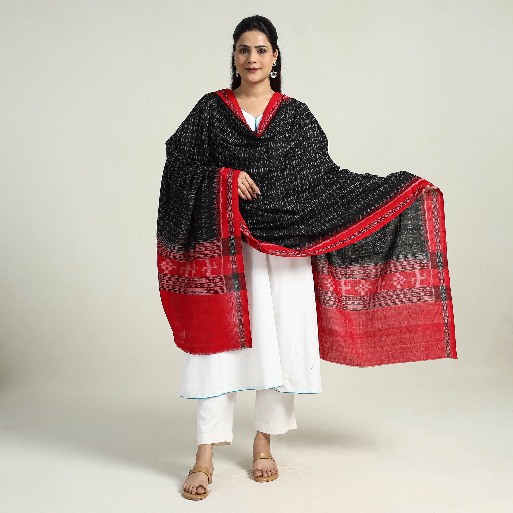 ASHOKA ASSEMBLE - CELEBRATING CRAFTS OF ODISHA Black - Sambalpuri Ikat Weave Handloom Cotton Dupatta 19 - view 2