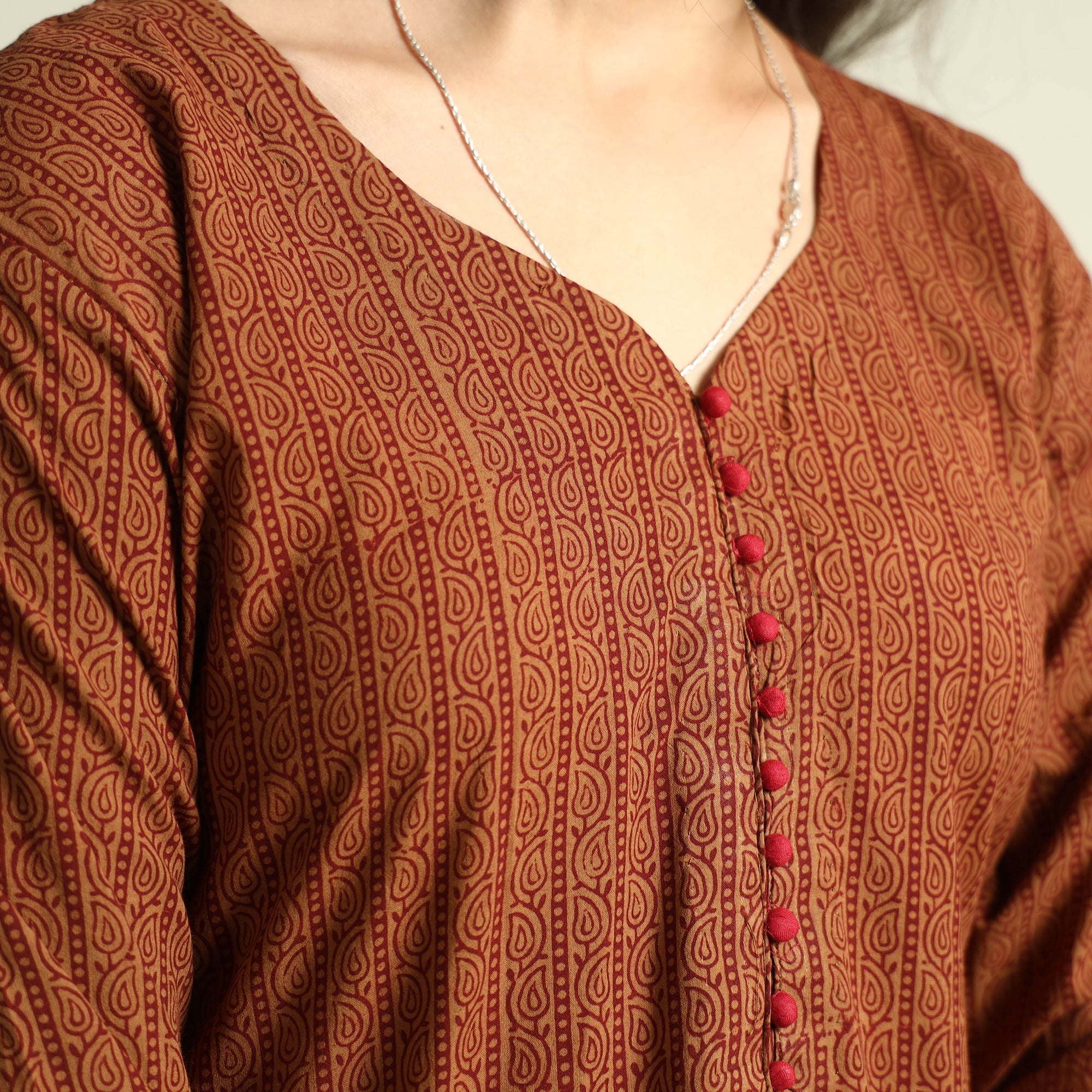 ITOKRI CASUALS Brown - Bagh Block Printed Cotton Kurta with Palazzo Set - view 4
