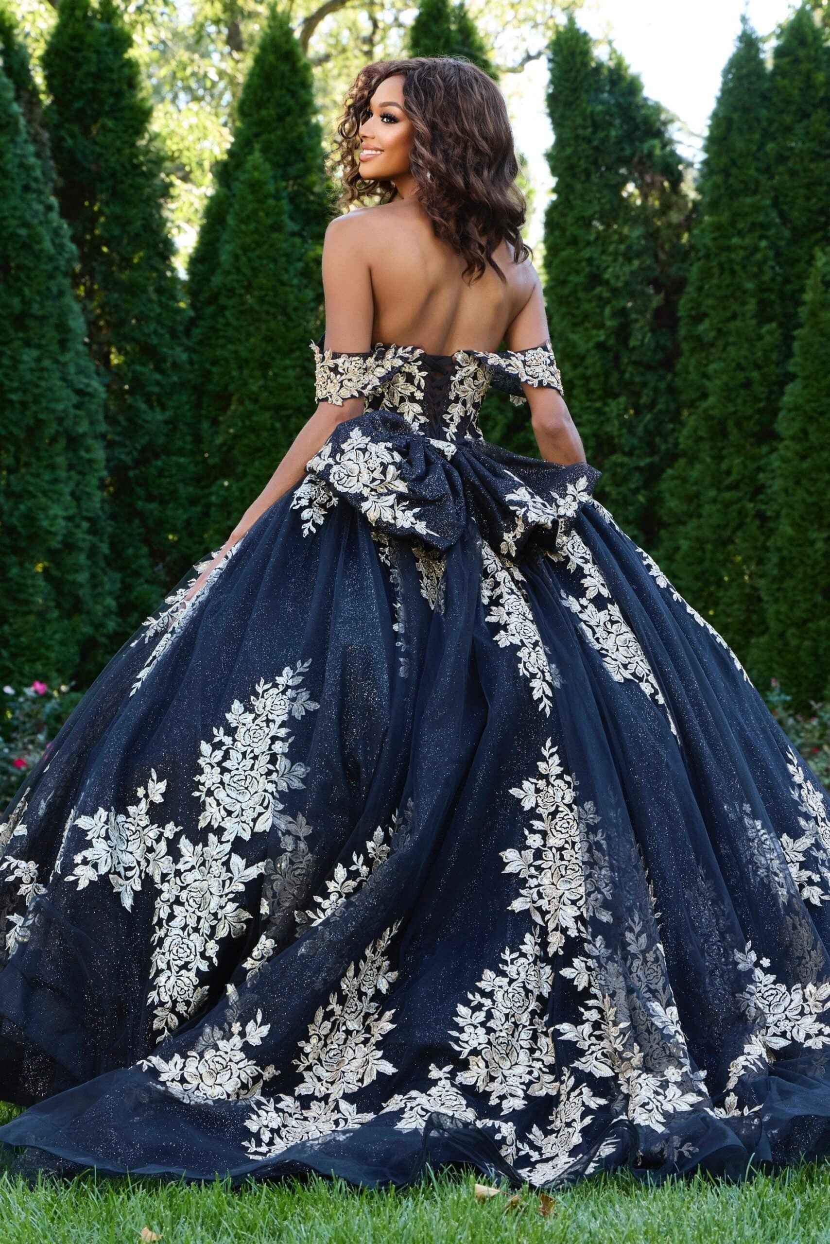 Jovani 44900 Long Floral Applique Quinceanera Dress - view 2