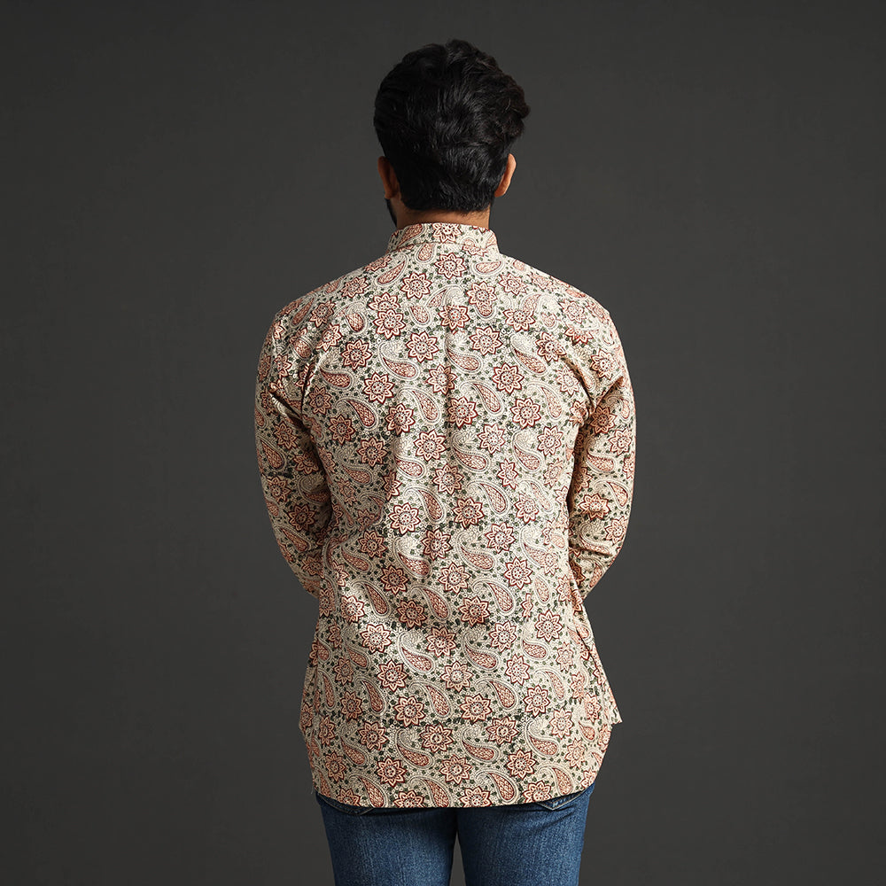 ITOKRI CASUALS Beige - Premium Pedana Kalamkari Block Printed Cotton Men Full Sleeve Shirt - view 7
