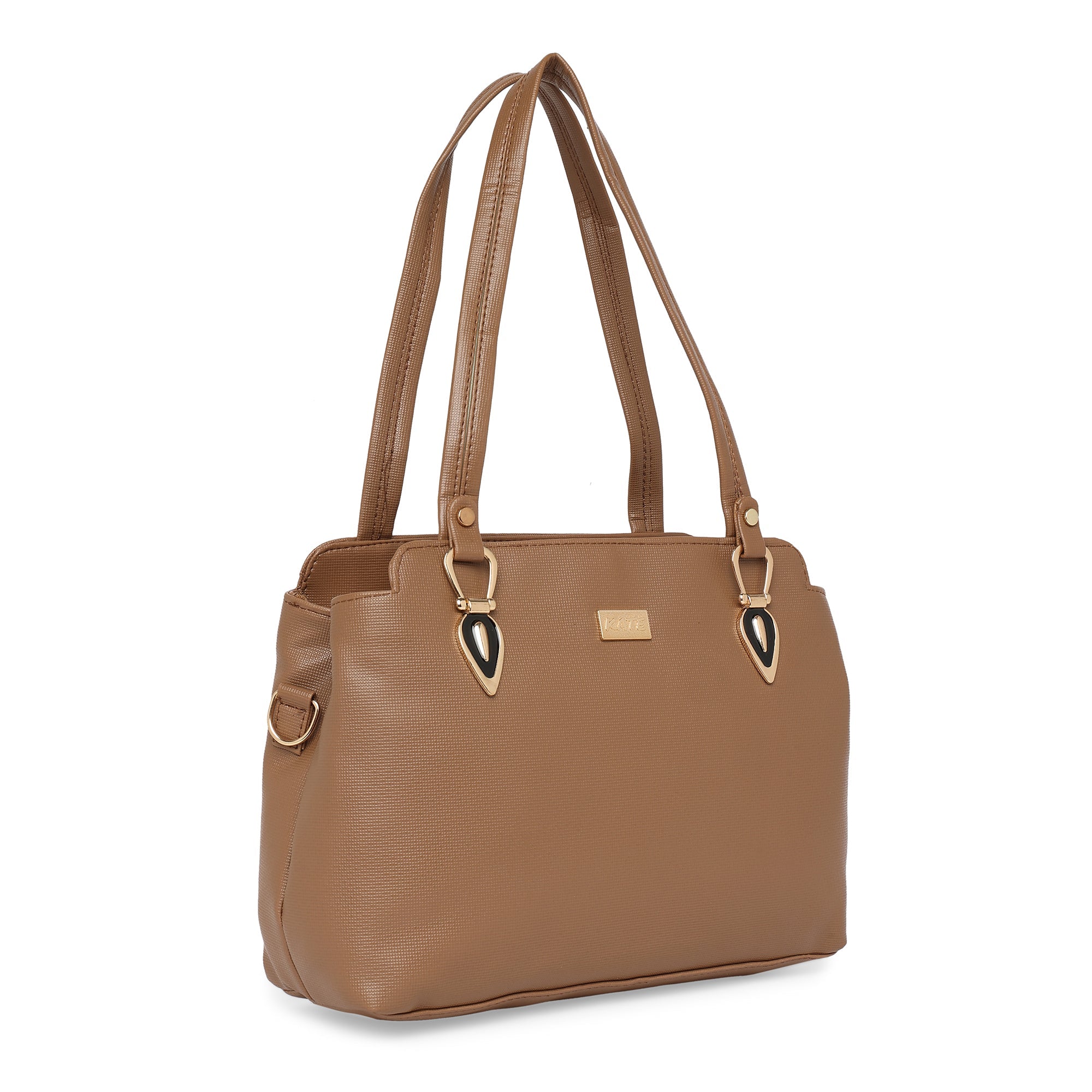 Peachmode Seller Brown Women Vegan Leather Handbag With Belt - view 2