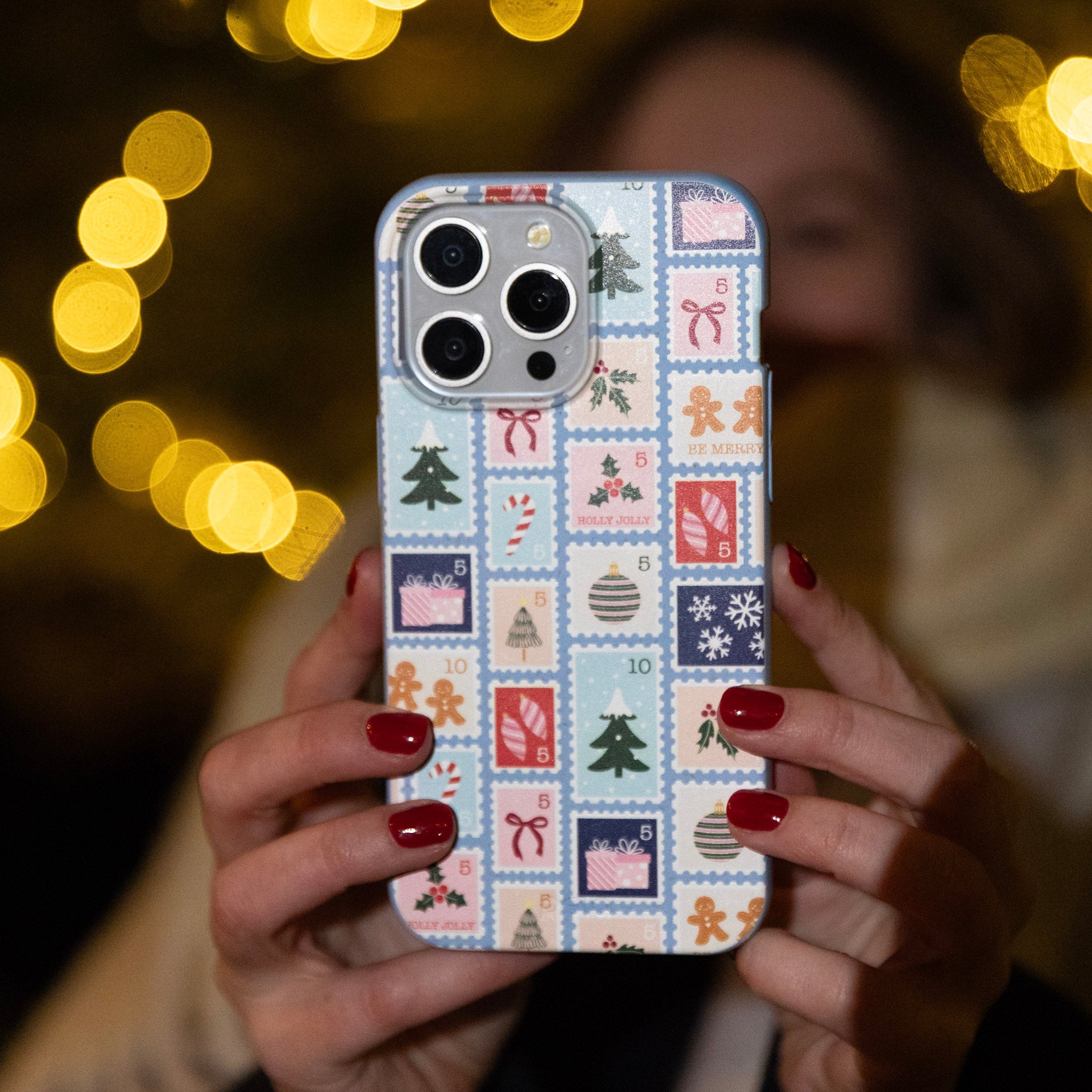 Pela Case Powder Blue Noel Stamps iPhone 14 Pro Case - view 2