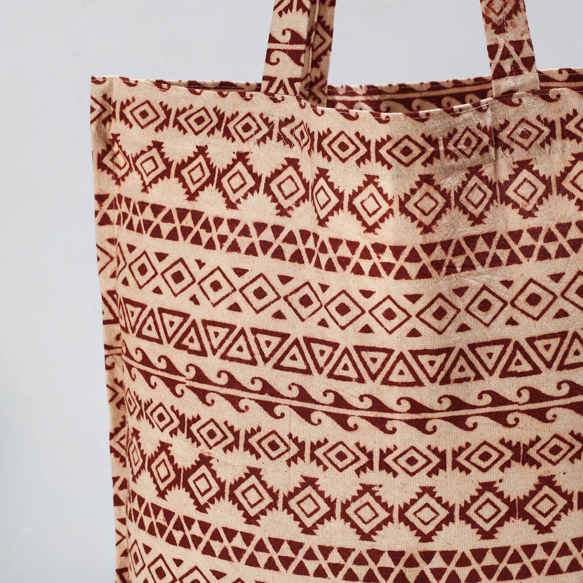 PITCHUKA SRINIVAS KALAMKARI PEDANA Brown - Pedana Kalamkari Block Printed Cotton Shopping Bag - view 2