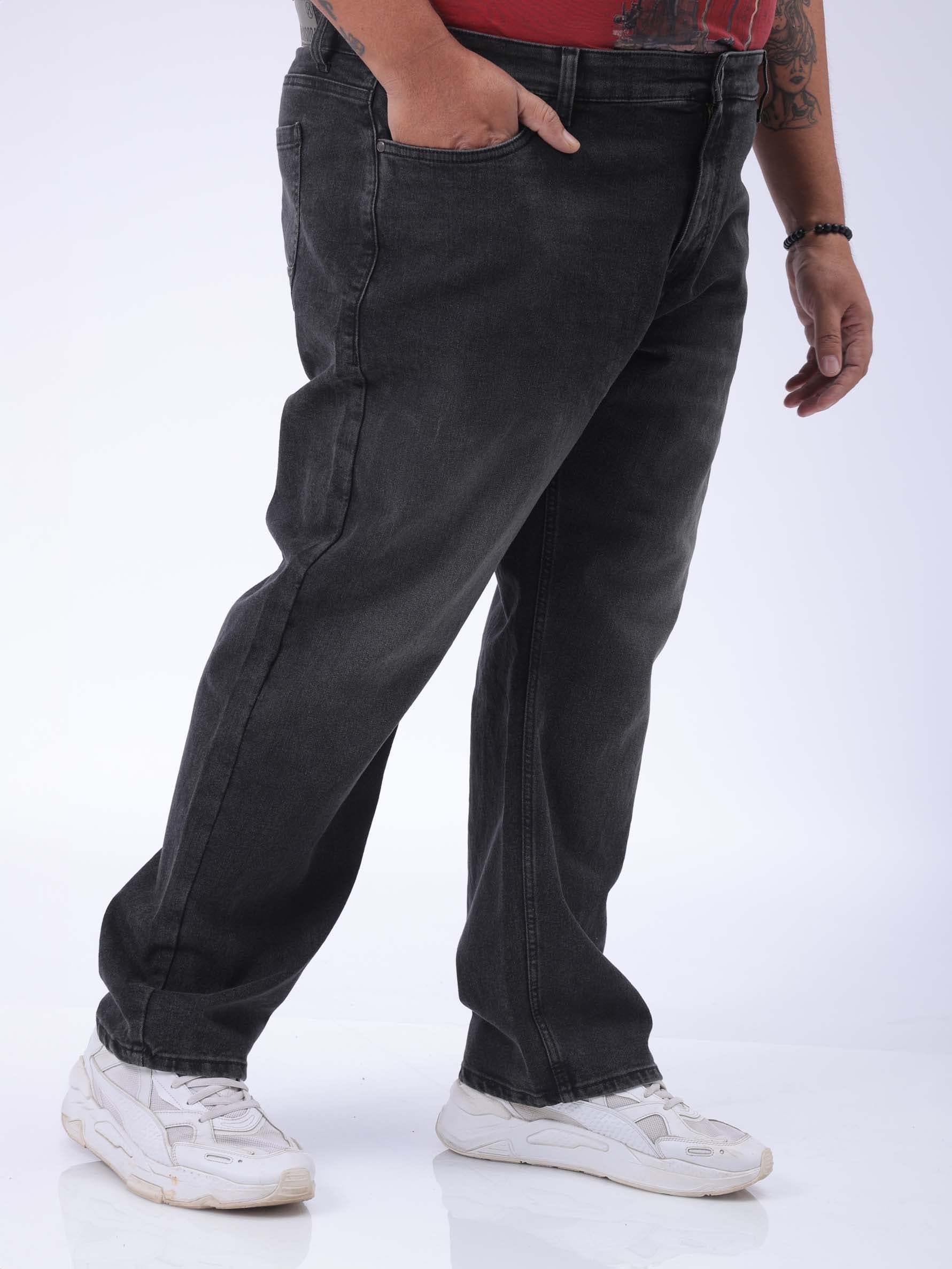 HARDSODA Men's Plus Size Black Vintage Straight Fit Solid Jeans - view 3