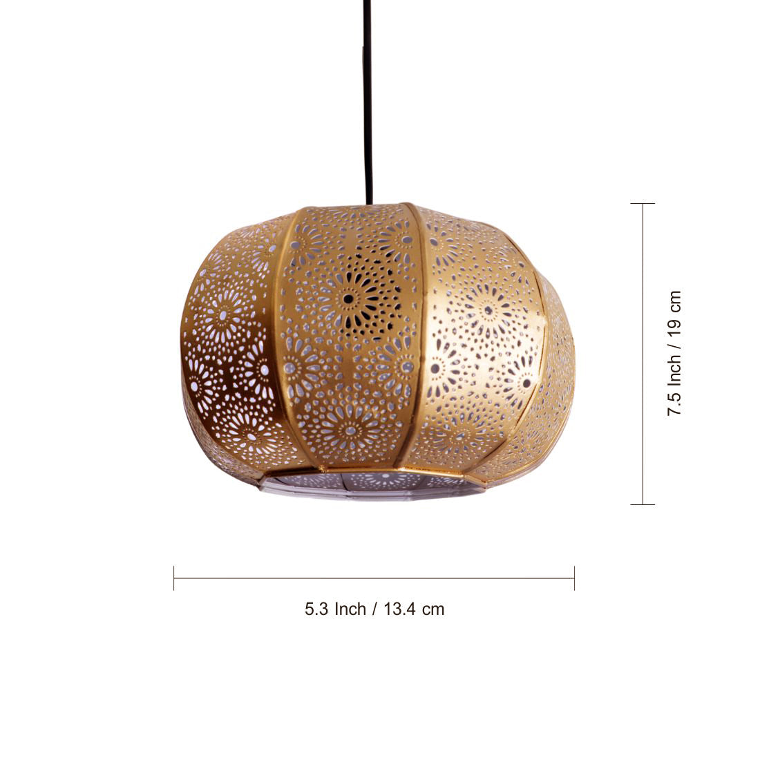 EXCLUSIVELANE 'Moroccan Grandeur' Hand-Etched Pendant Lamp In Iron (8 Inch, Matte Finish) - view 6