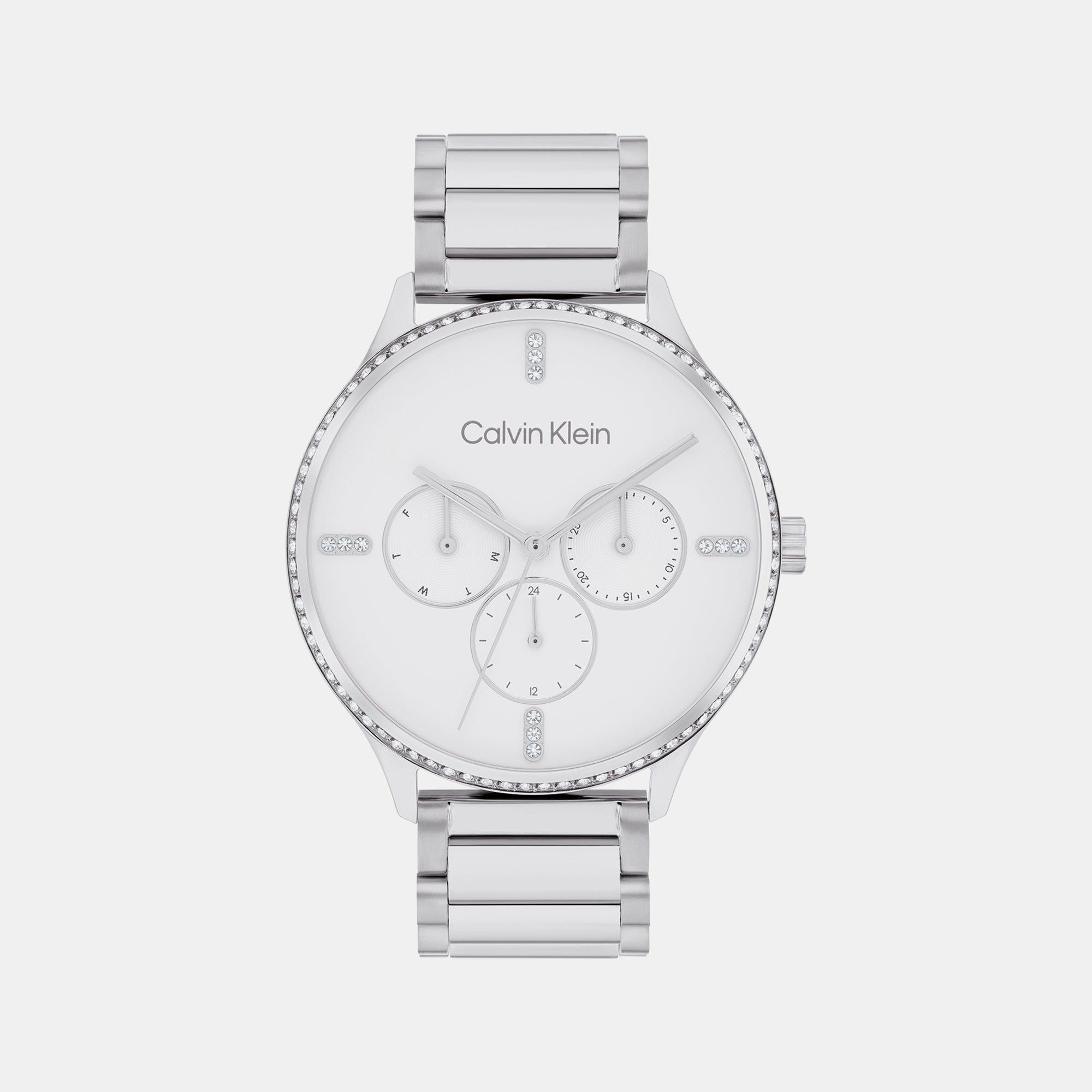 Calvin Klein Ck Dress Women Quartz White Dial Multi-Function Stainless Steel Watch 25200373