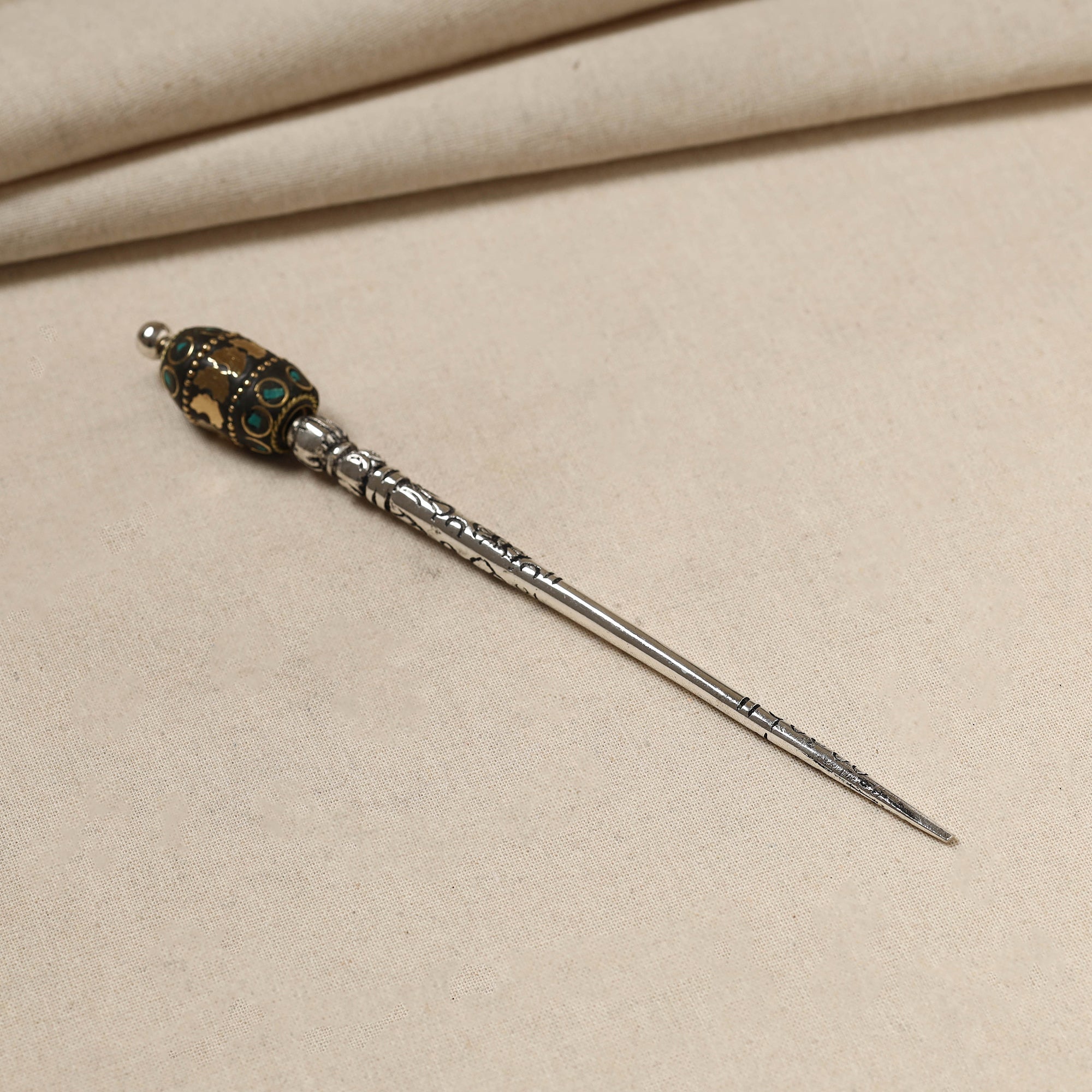 WHITE RIVER STORIES Antique Finish Oxidised German Silver Juda Stick