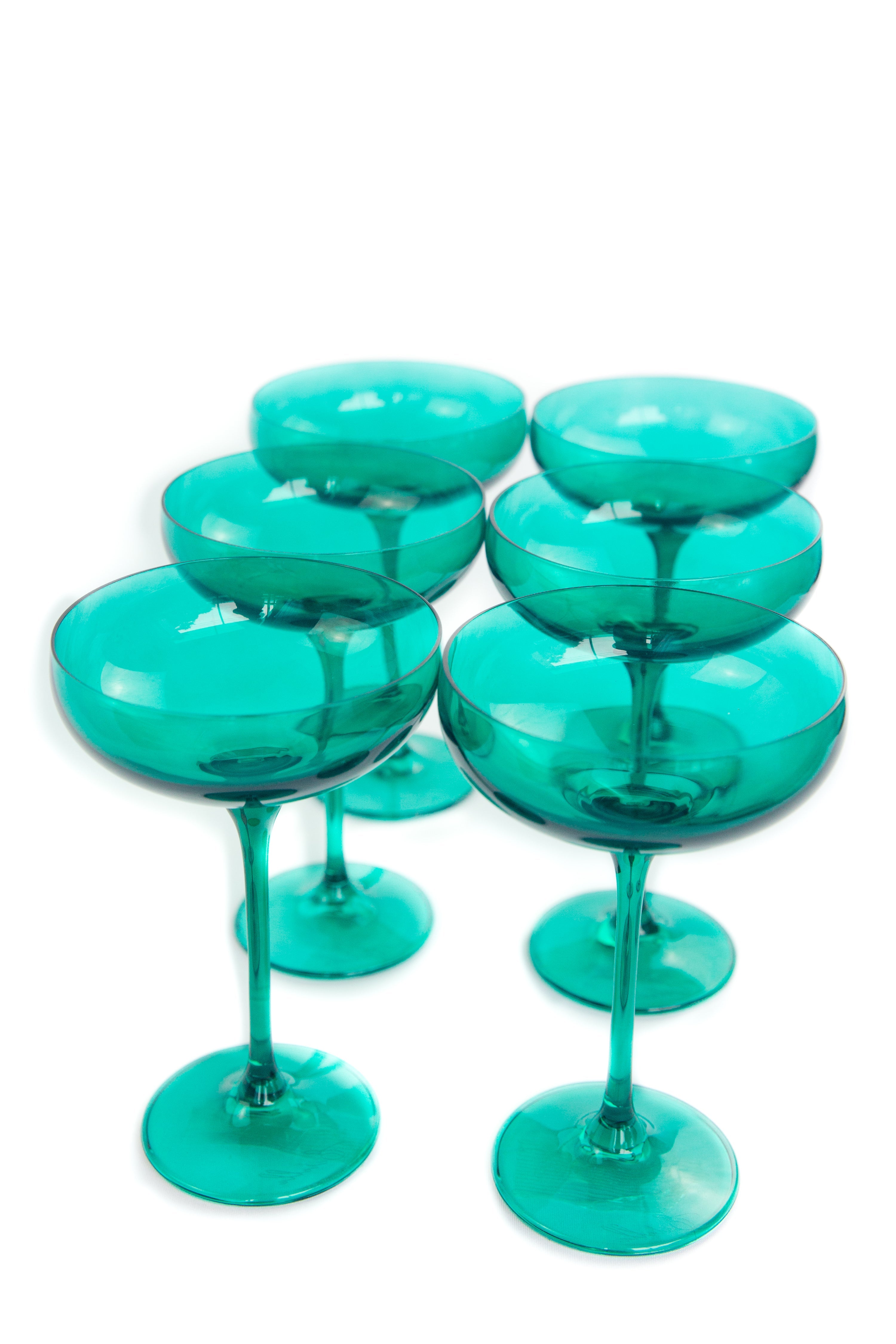 Estelle Colored Glass Estelle Colored Champagne Coupe Stemware - Set of 6 {Emerald Green} - view 6