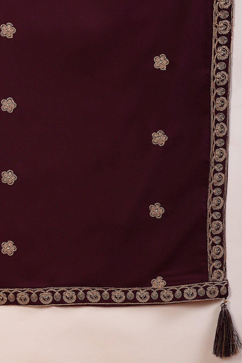 Ahika Maroon Poly Georgette Embroidered Anarkali Kurta Set VKSET1513 - view 7