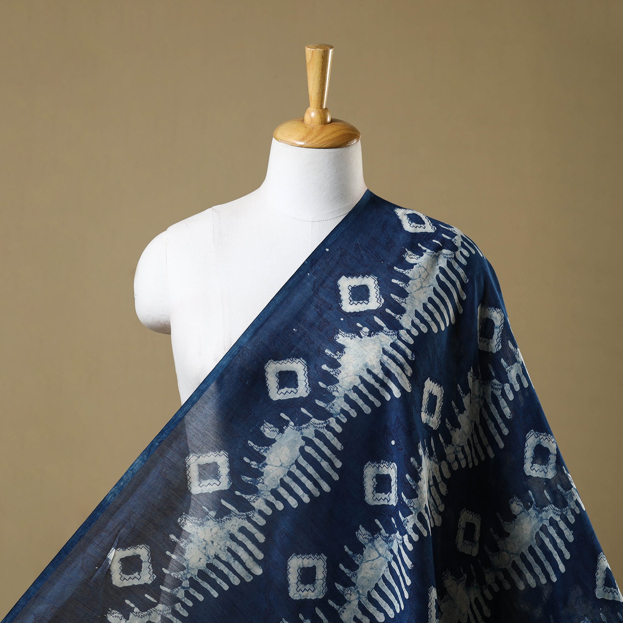 HAVELI CHRONICLES Blue - Hand Block Print Chanderi Silk Bagru Fabric 16
