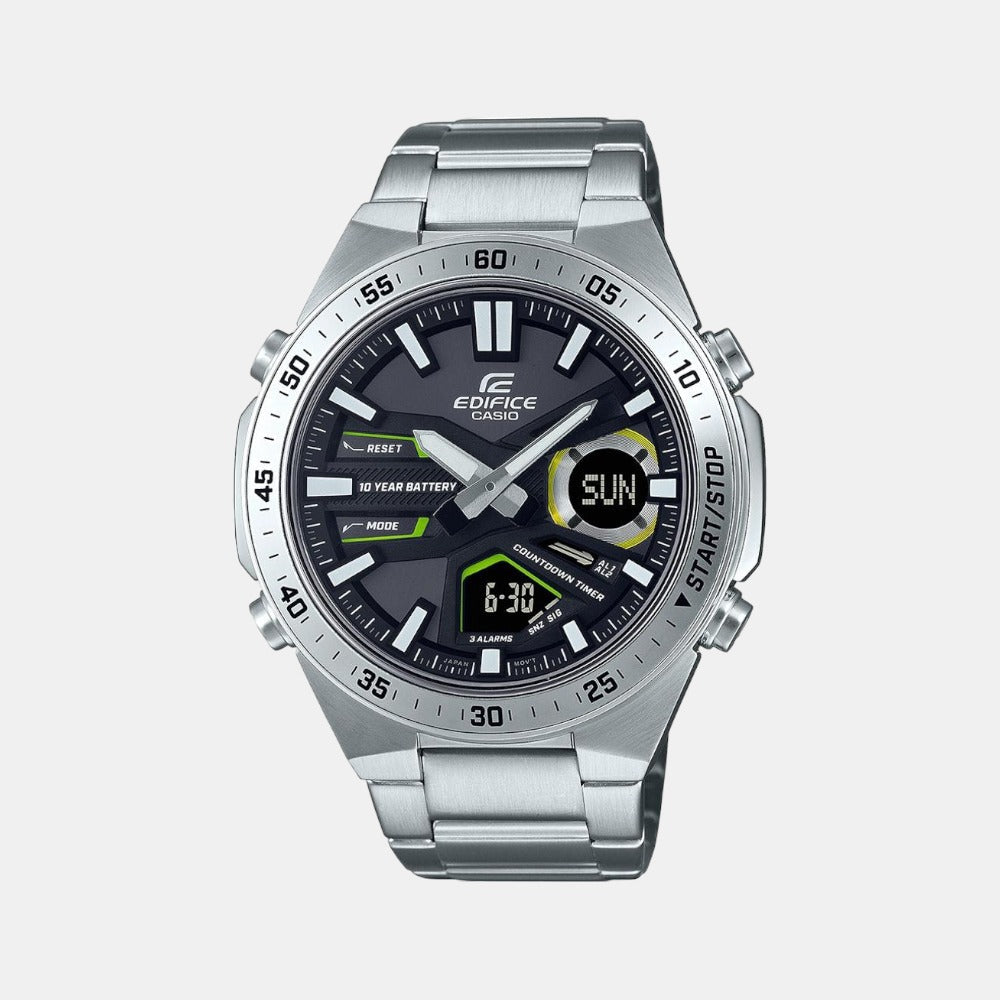 Casio Edifice Men Quartz Black Dial Chronograph Stainless Steel Watch ED550
