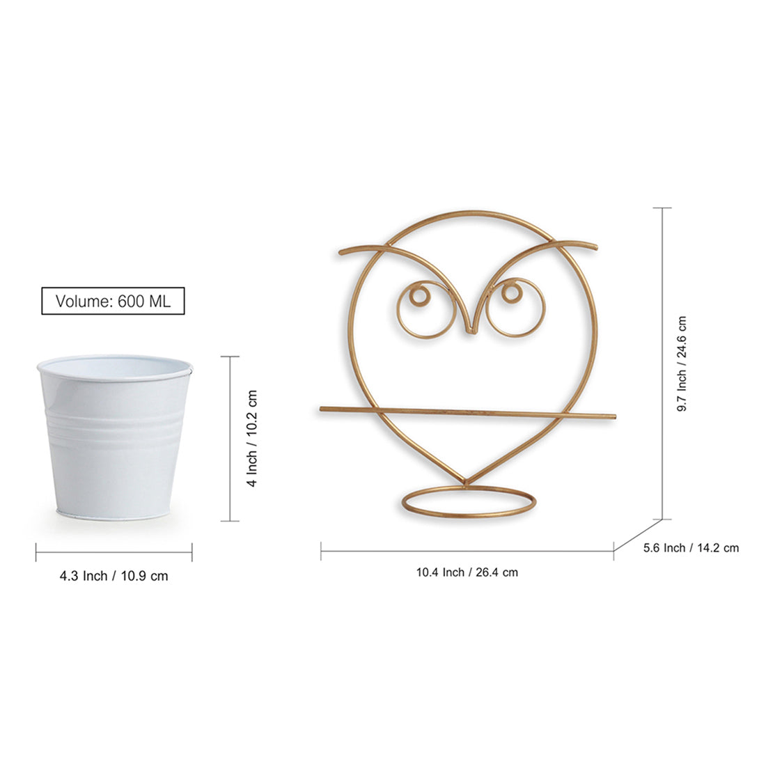 EXCLUSIVELANE 'Angry Owl' Wall Planter Pot In Galvanized Iron (10 Inch, Brass Finish) - view 6