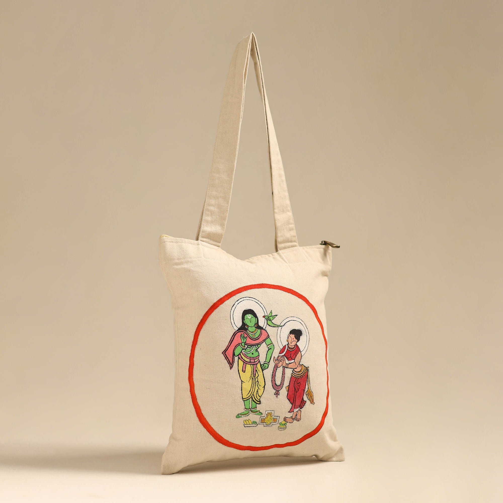 ITOKRI CRAFTS INITIATIVE Beige - Pattachitra Handpainted Shoulder Bag from Odisha 40 - view 2