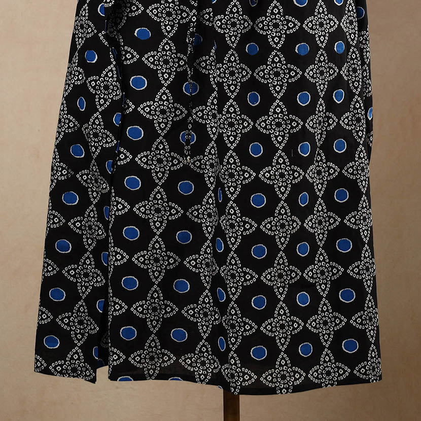 CHUTNEY CRAFT STUDIO Black - Hand Block Printed Cotton Kaftan with Tie-Up Waist (Long) - view 3