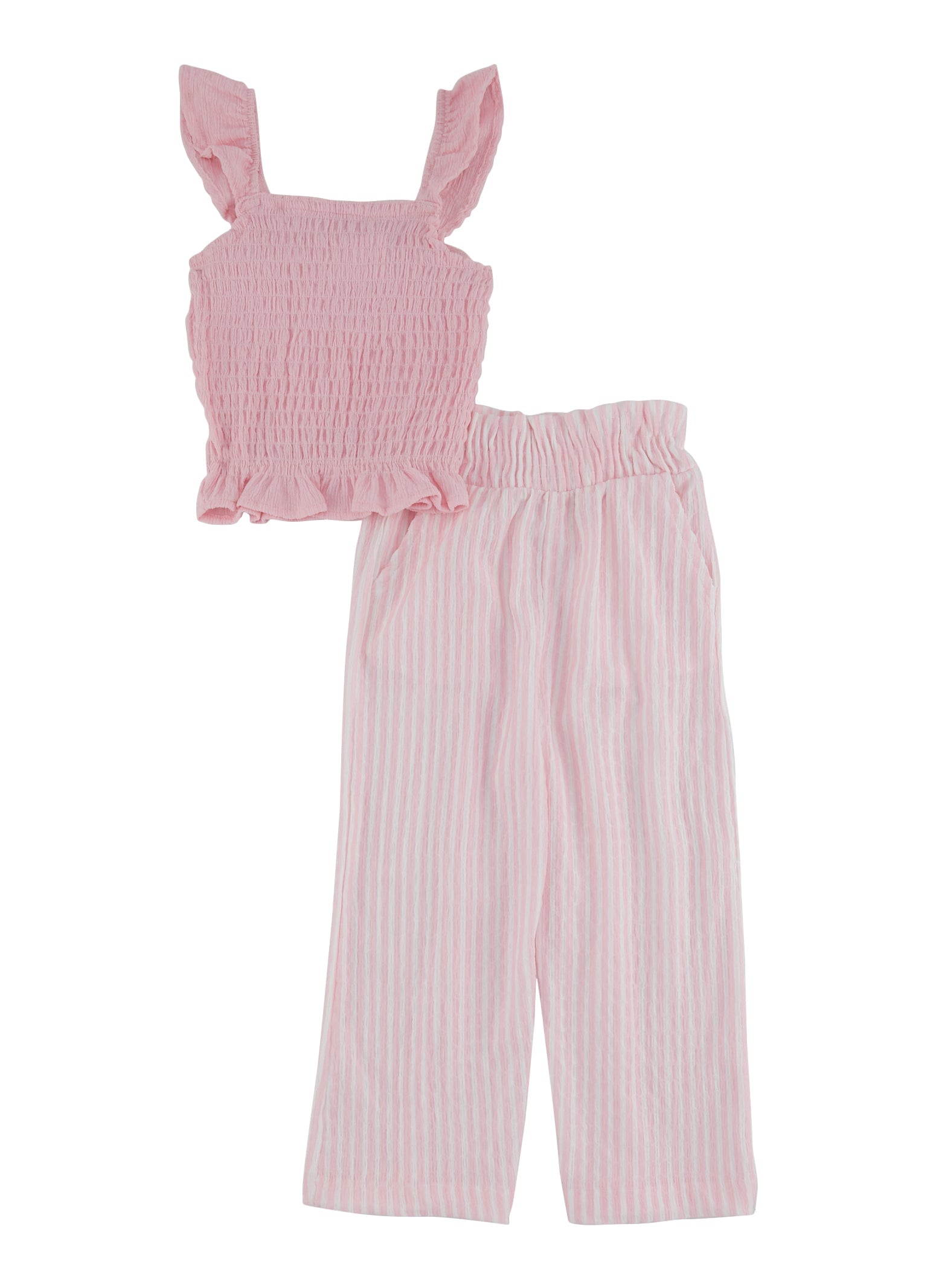 Rainbow Shops Little Girls Smocked Tank Top and Wide Leg Pants