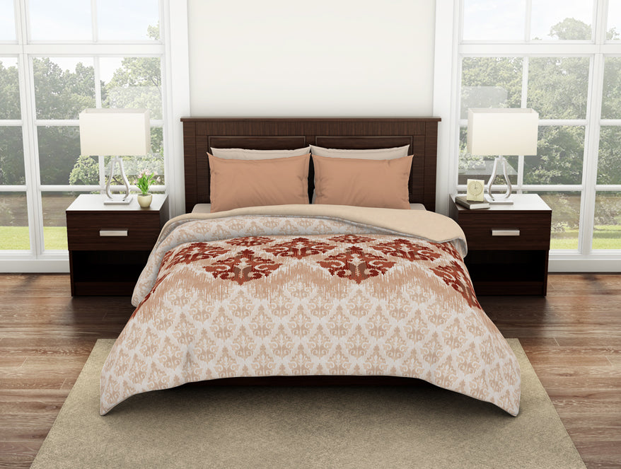 100 cotton shell – Spaces India Ornate Wheat - Beige 100% Cotton Shell Double Quilt / AC Comforter - Reagalis By Spaces