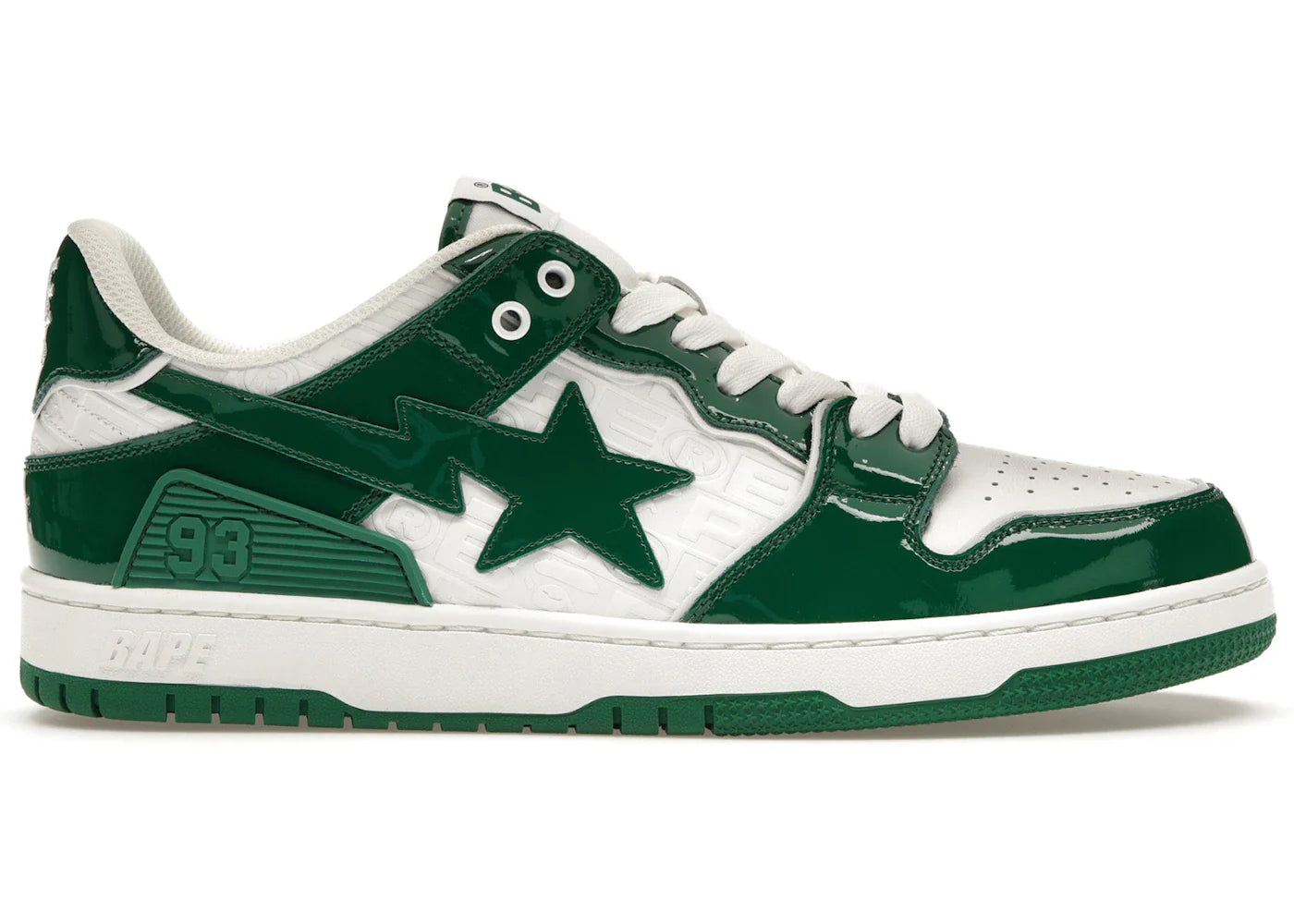 A Bathing Ape Bape SK8 Sta Green White Patent
