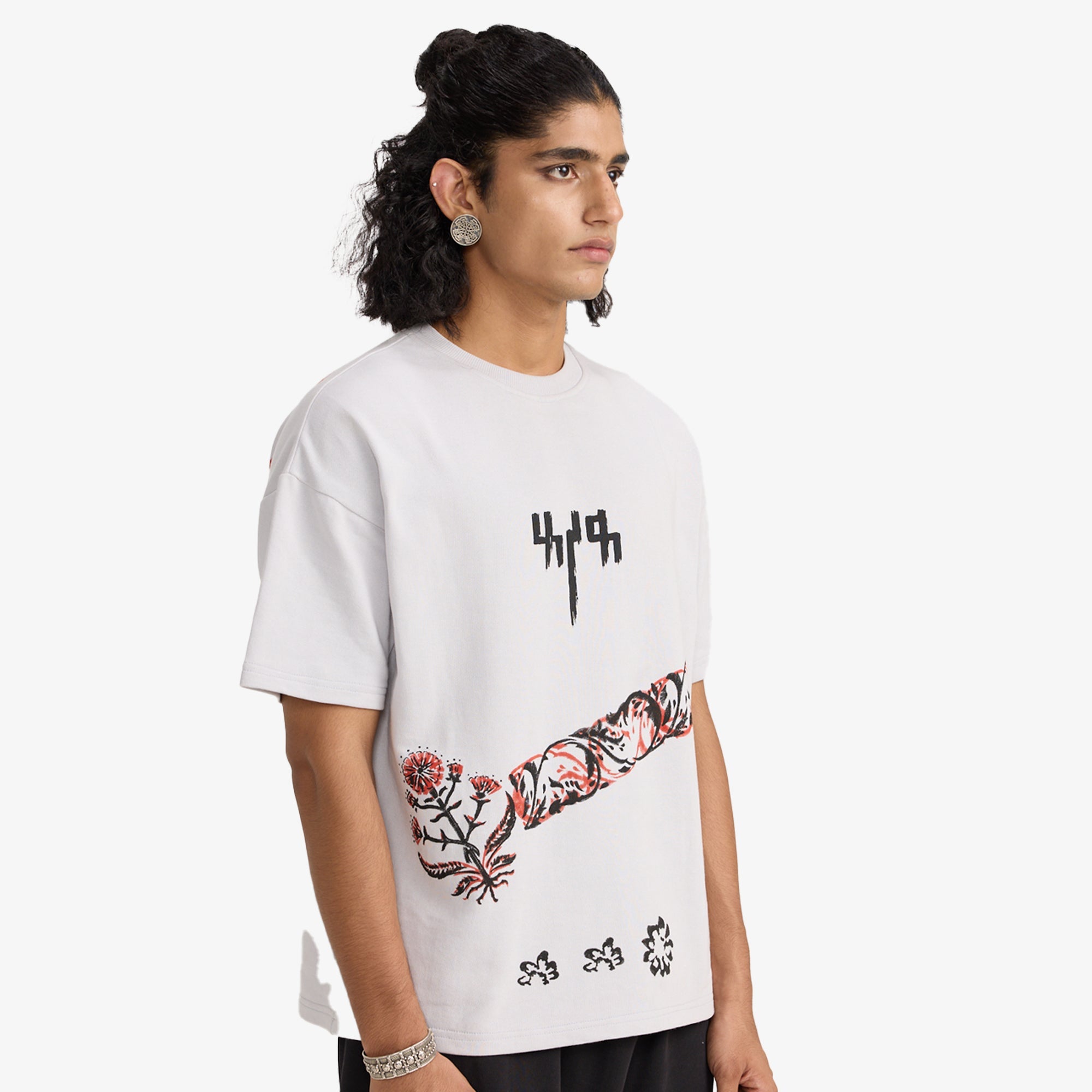 F A R A K | Grey Block Printed T-shirt { Grey/grey - view 2