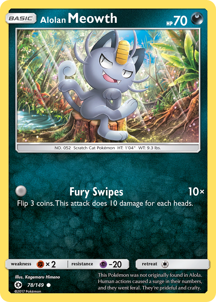 Common sm1-78 reverse – Pokémon Alolan Meowth - 78/149 - Common [sm1-78] [Reverse Holo] - Alolan Meowth - 78/149 - Common