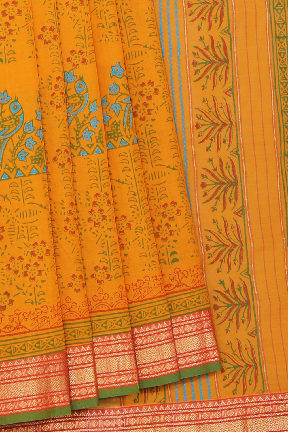 Kalanjali Ethnics Hand block printed cotton saree