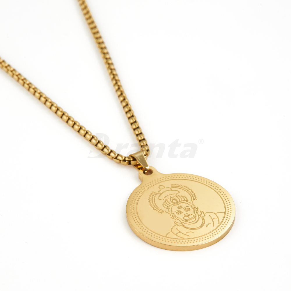 Branta Hanuman Gold Plated Pendant Chain For Men (24 Inch)