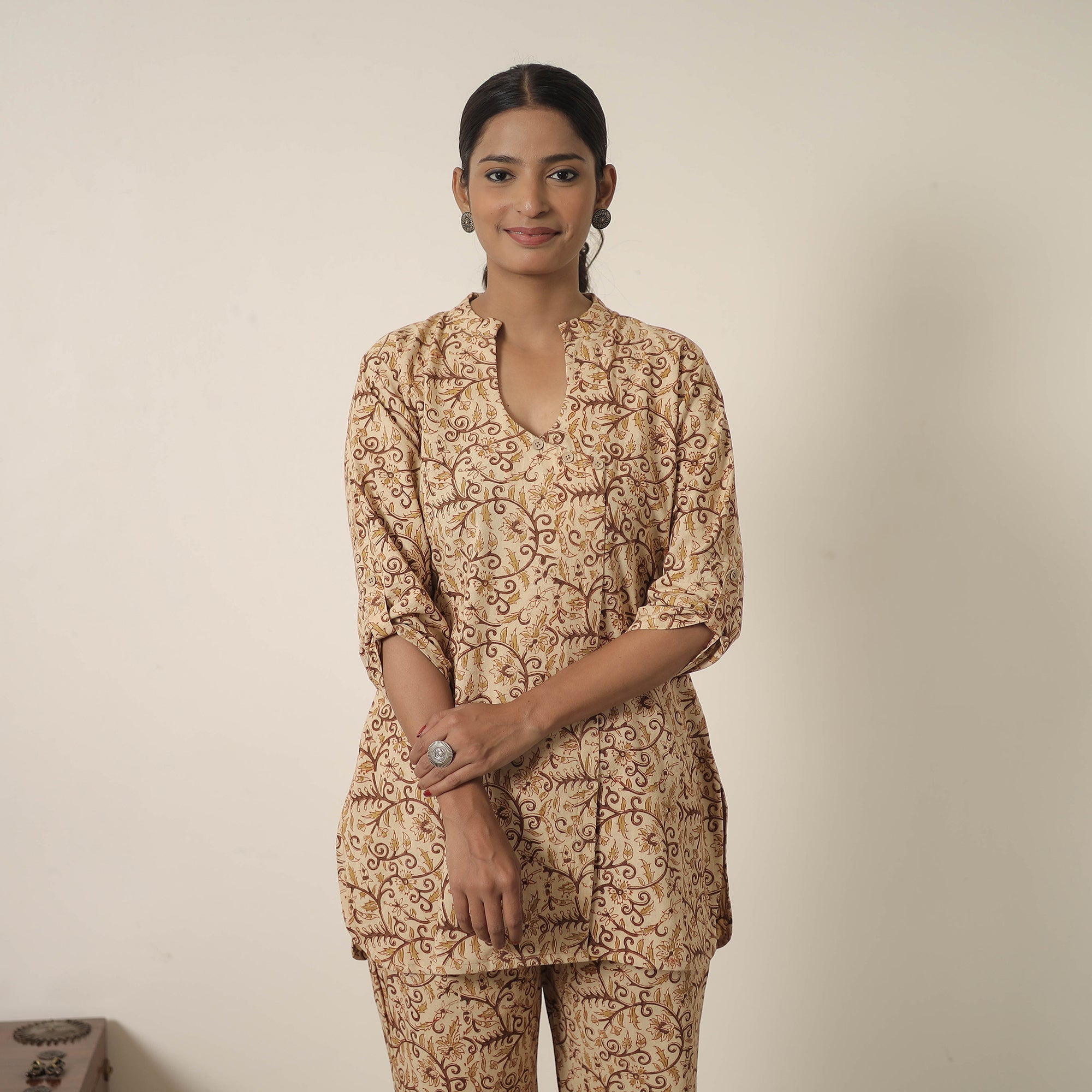 ITOKRI CASUALS Beige - Block Printed Cotton Kalamkari Co-ord Set 12 - view 2