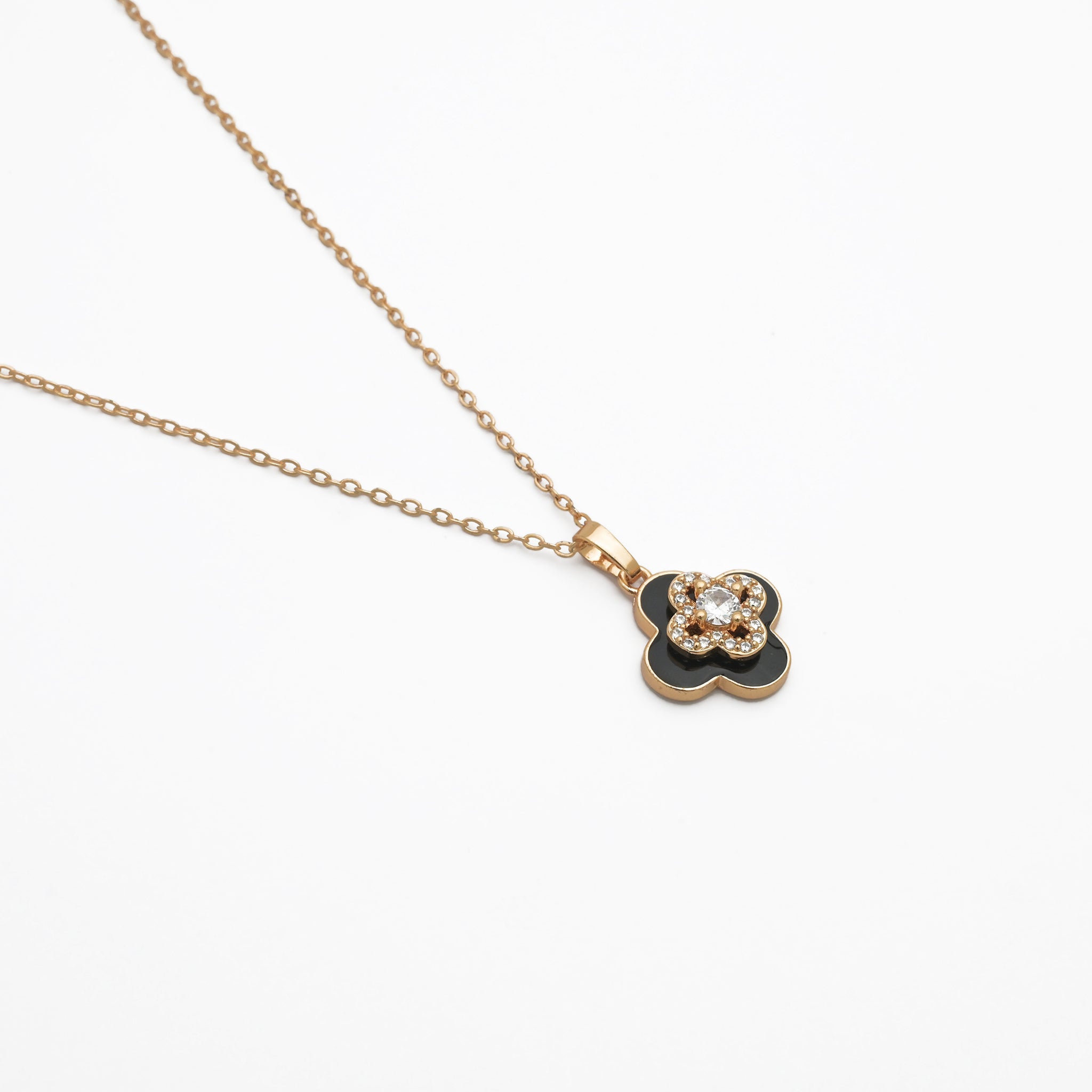 Branta Spinning Black And Gold Diamond Pendant Necklace For Women - view 2